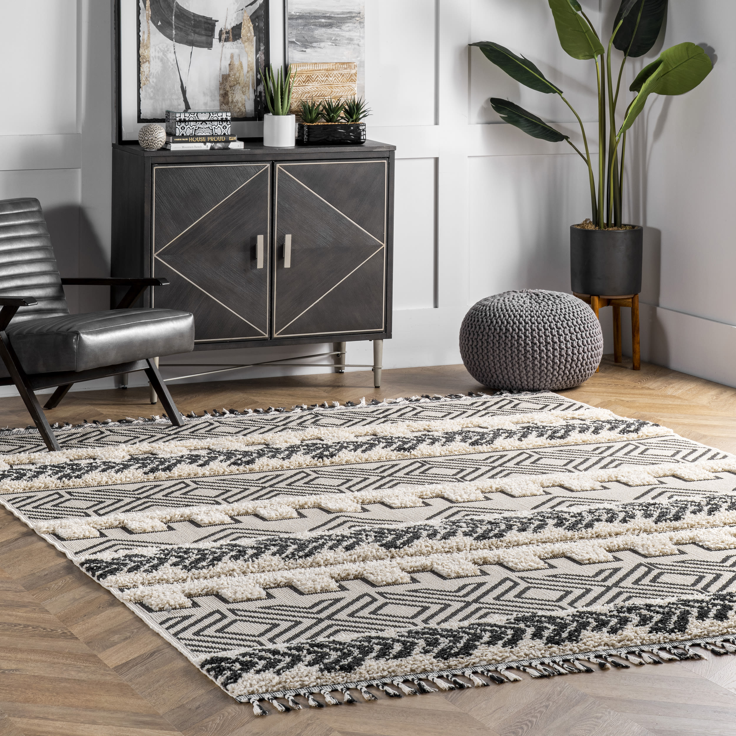 nuLOOM GCAL02A-305 Zuri 3 x 5 (ft) Loomed Polypropylene Light Gray Rectangular Indoor Geometric Area rug