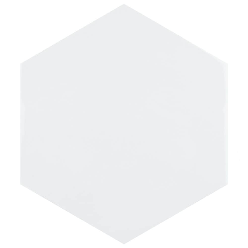 Affinity Tile FEQ8HGB Hexatile Glossy Blanco 7-in x 8-in Glossy Porcelain Hexagon Wall Tile (7.5-sq. ft/ Carton)