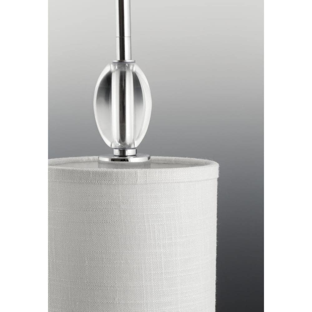 Chrome and Crystal 9-Light Chandelier with Off-White Shades