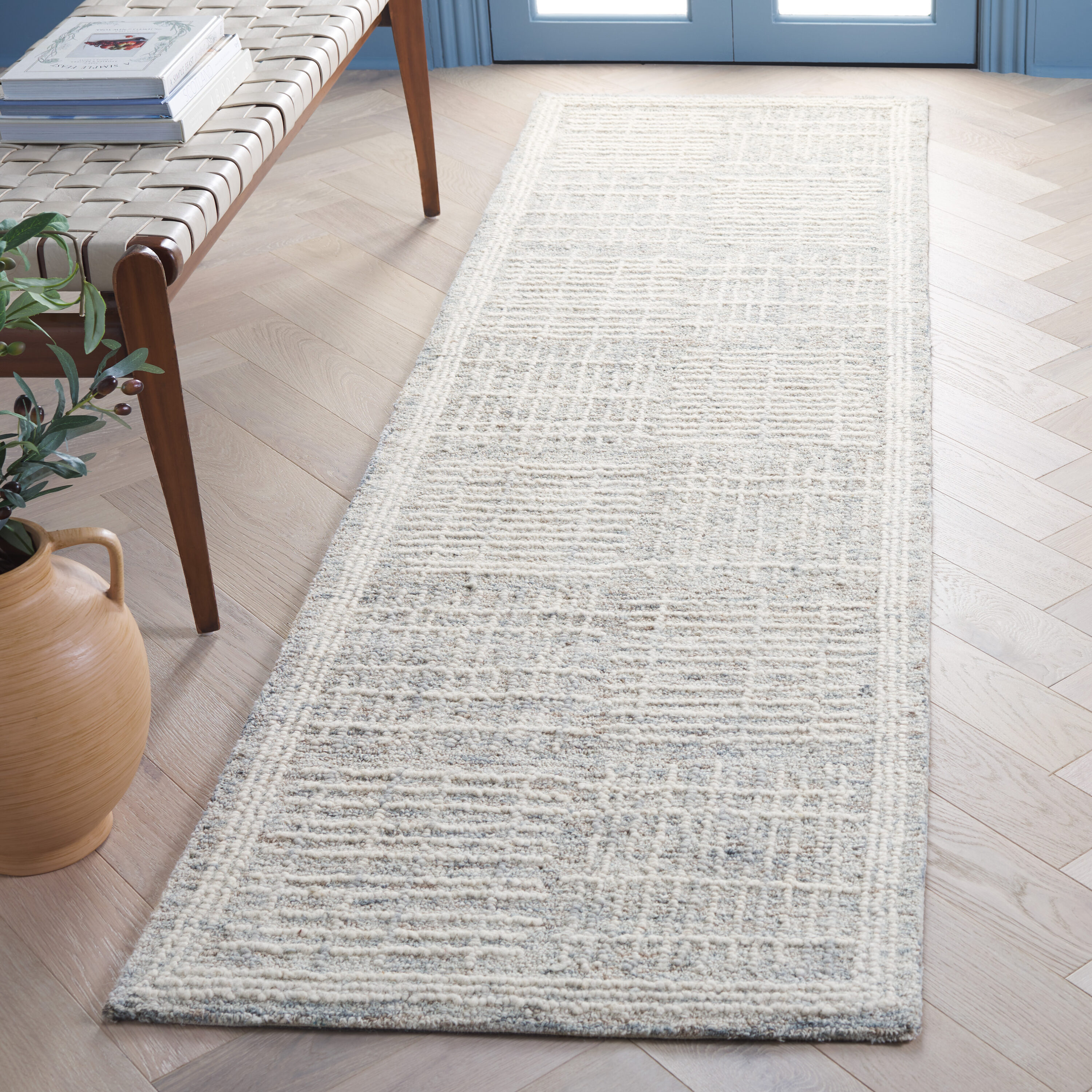 Abstract 275G Dark Grey Ivory 2 x 8 Rectangular Runner rug