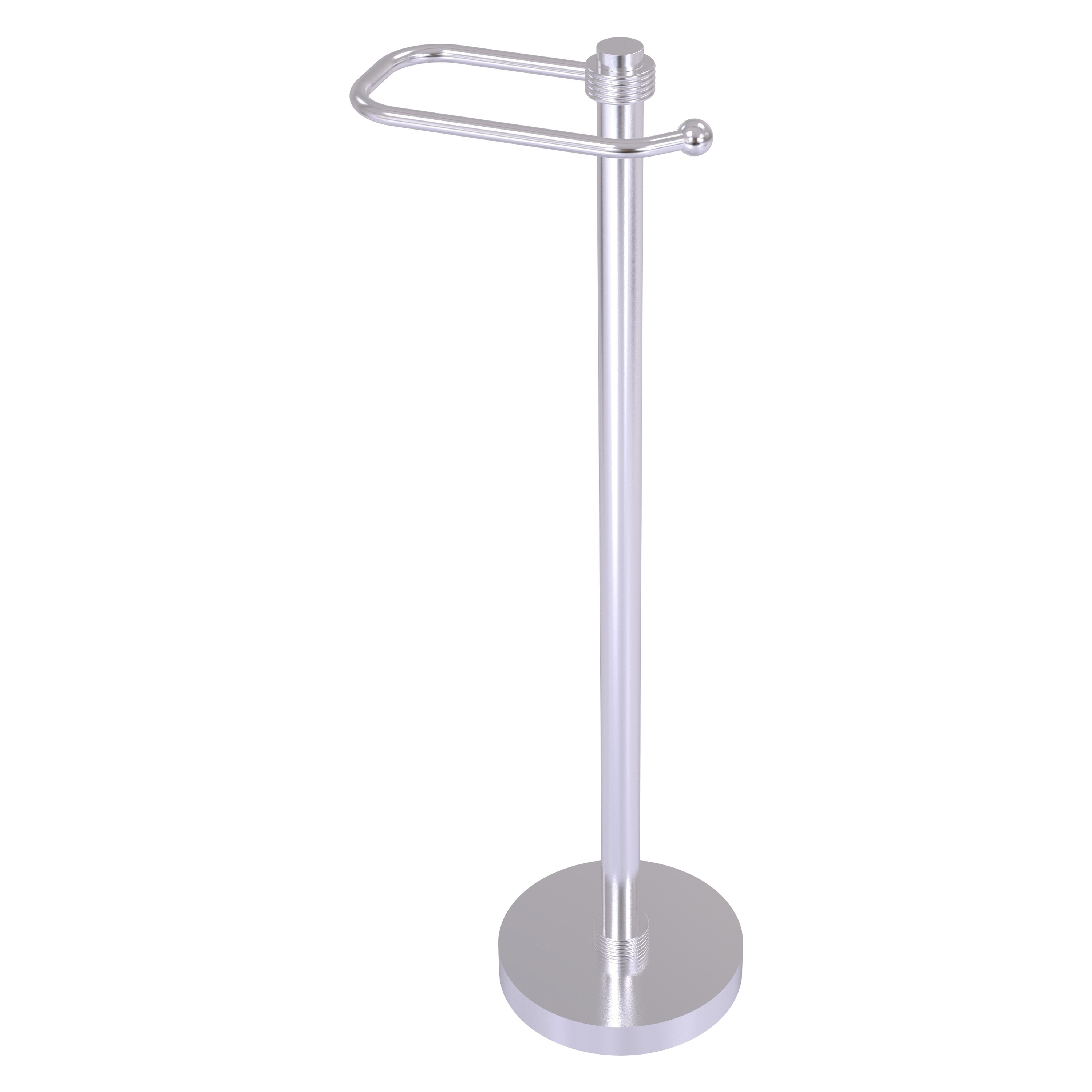 Allied Brass TS-25EG-SCH Satin Chrome Freestanding Single post Toilet Paper Holder 1 -Rolls