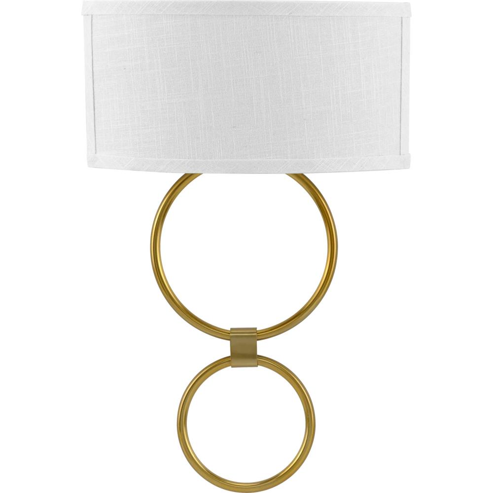 Progress Lighting P710058-109-30 LED Shaded Sconce 14-in W 1 -Light Brushed Bronze Mid-century Integrated LED Wall Sconce