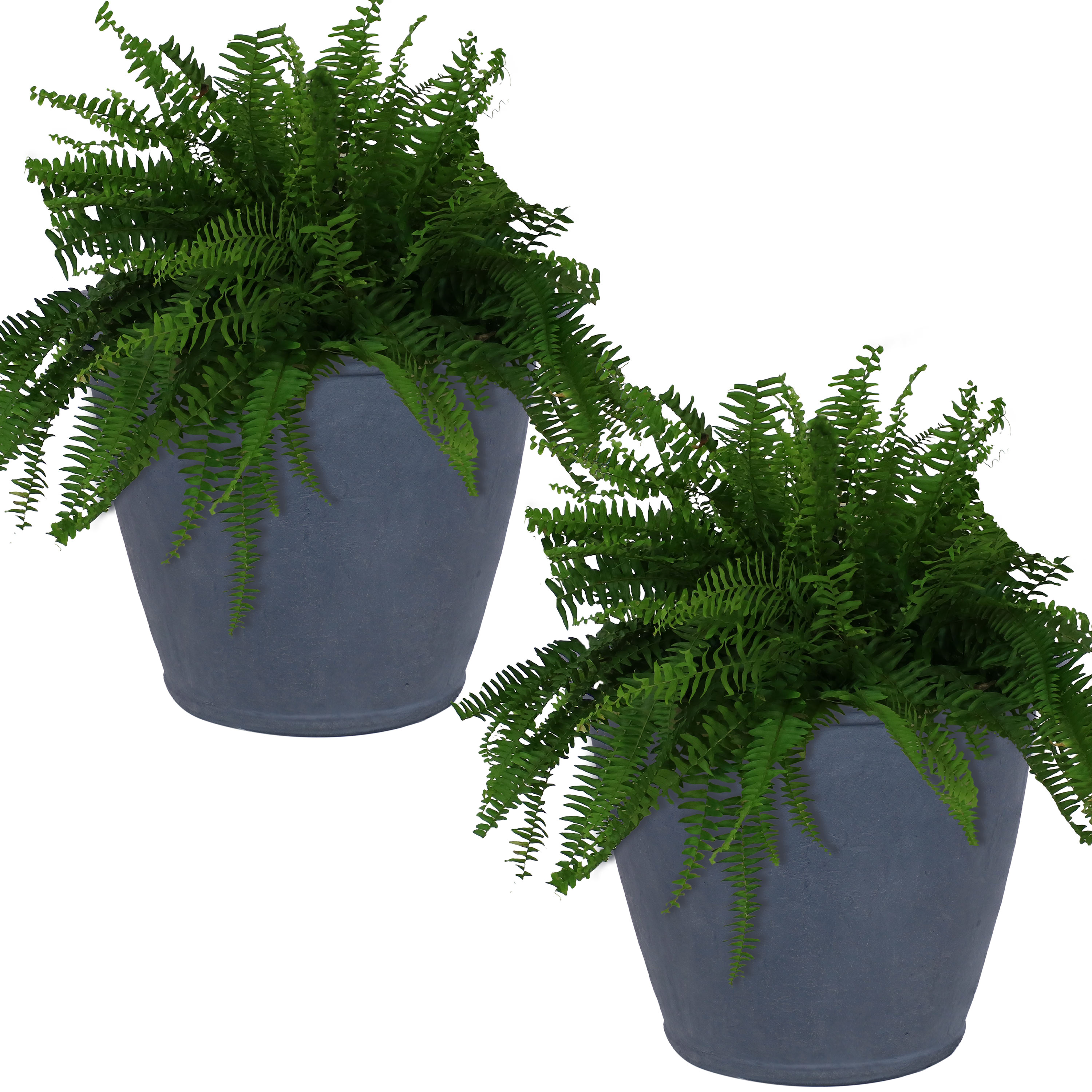 Sunnydaze Decor DG-758-2PK 2 -Pack Round 14.0-in W Large Gray Fiberglass Indoor/Outdoor Planter with Drainage Holes