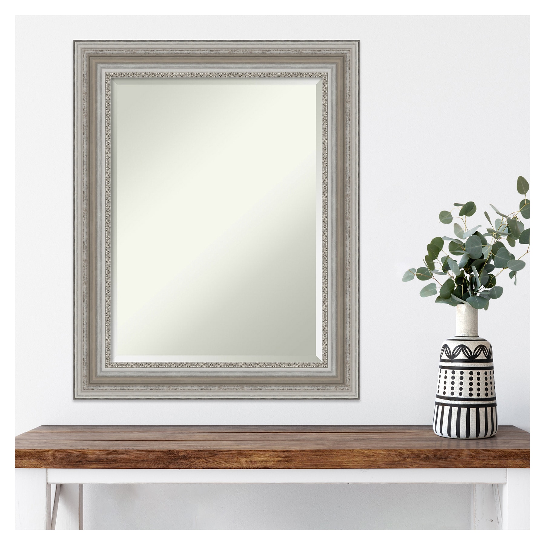 Amanti Art Parlor Silver 23.5-in W x 29.5-in H Antique Silver Framed Wall  Mirror in the Mirrors department at