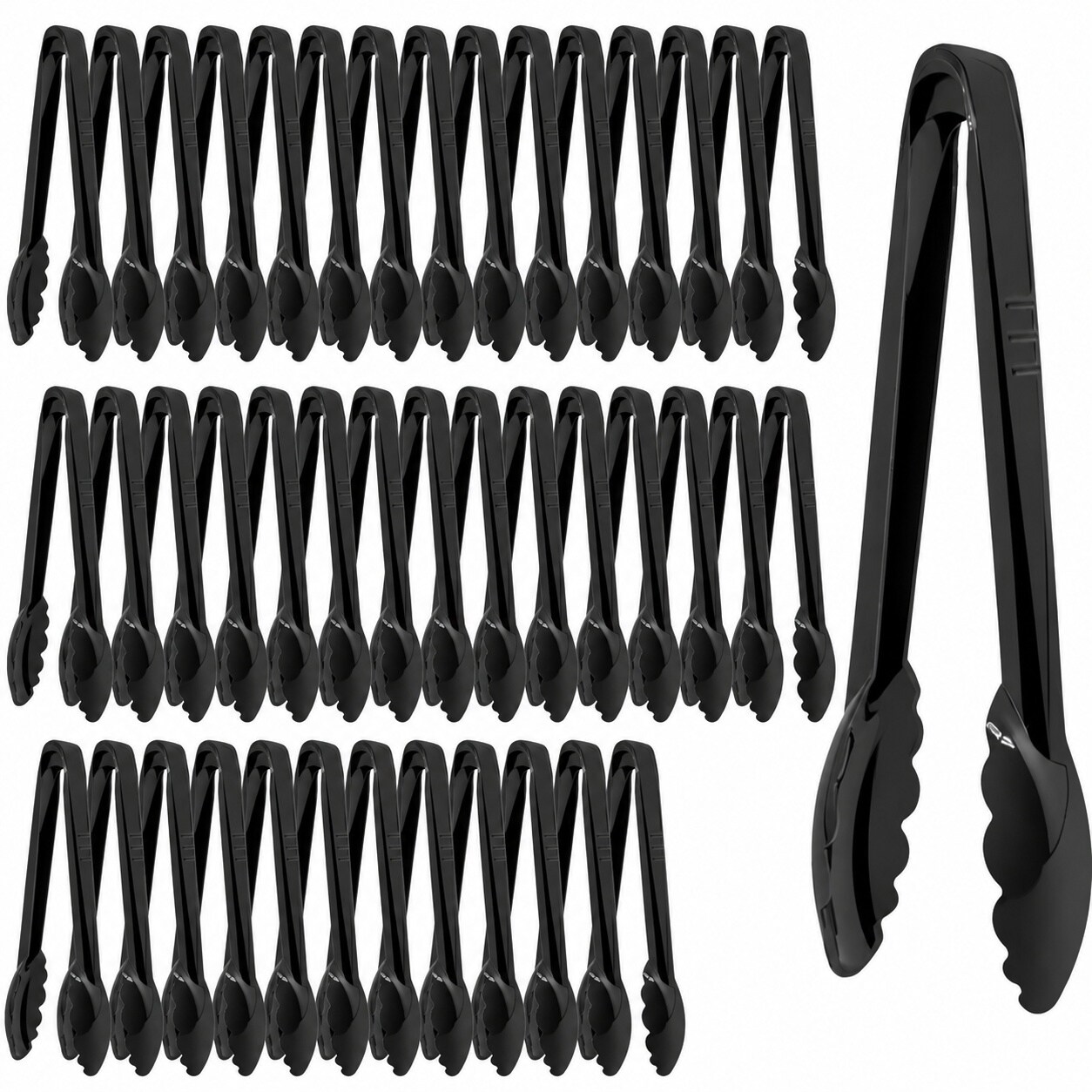 Aoibox  20 Piece Disposable Plastic Serving Tongs 9 in Black Kitchen Salad Tongs for Buffet BBQ Catering Tongs