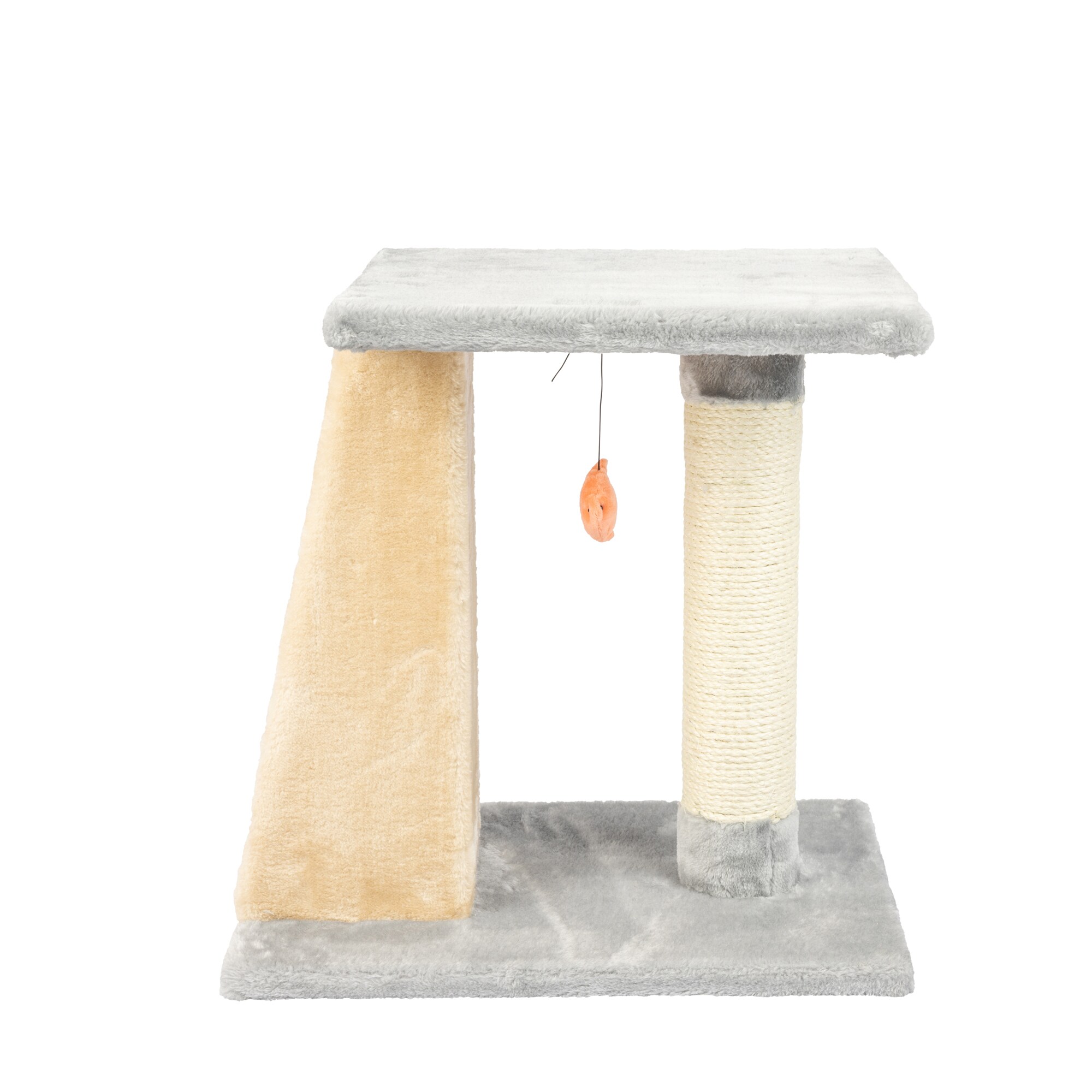 Gray and Beige Sisal Carpet Two-Level Cat Scratcher