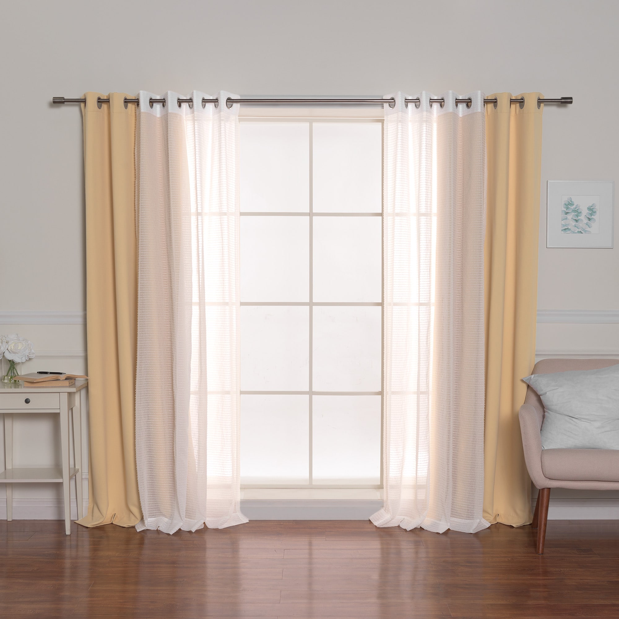 Best Home Fashion MM-STRIPE-96-SUNLGHT 96-Inches Sunlight Blackout Grommet Curtain panel 4-pack