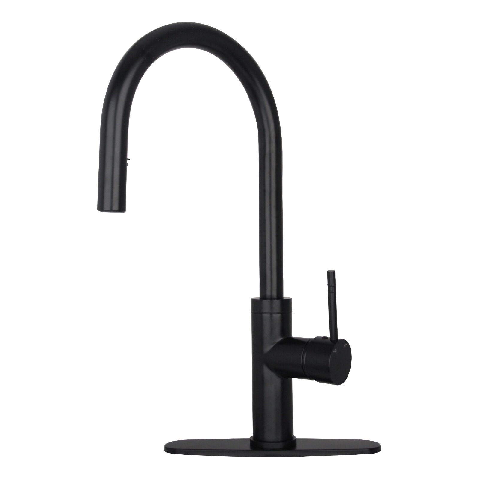 Akicon AK96416-MB Matte Black Single Handle Deck-mount Pull-down Kitchen Faucet with Sprayer ( Deck Plate Included )