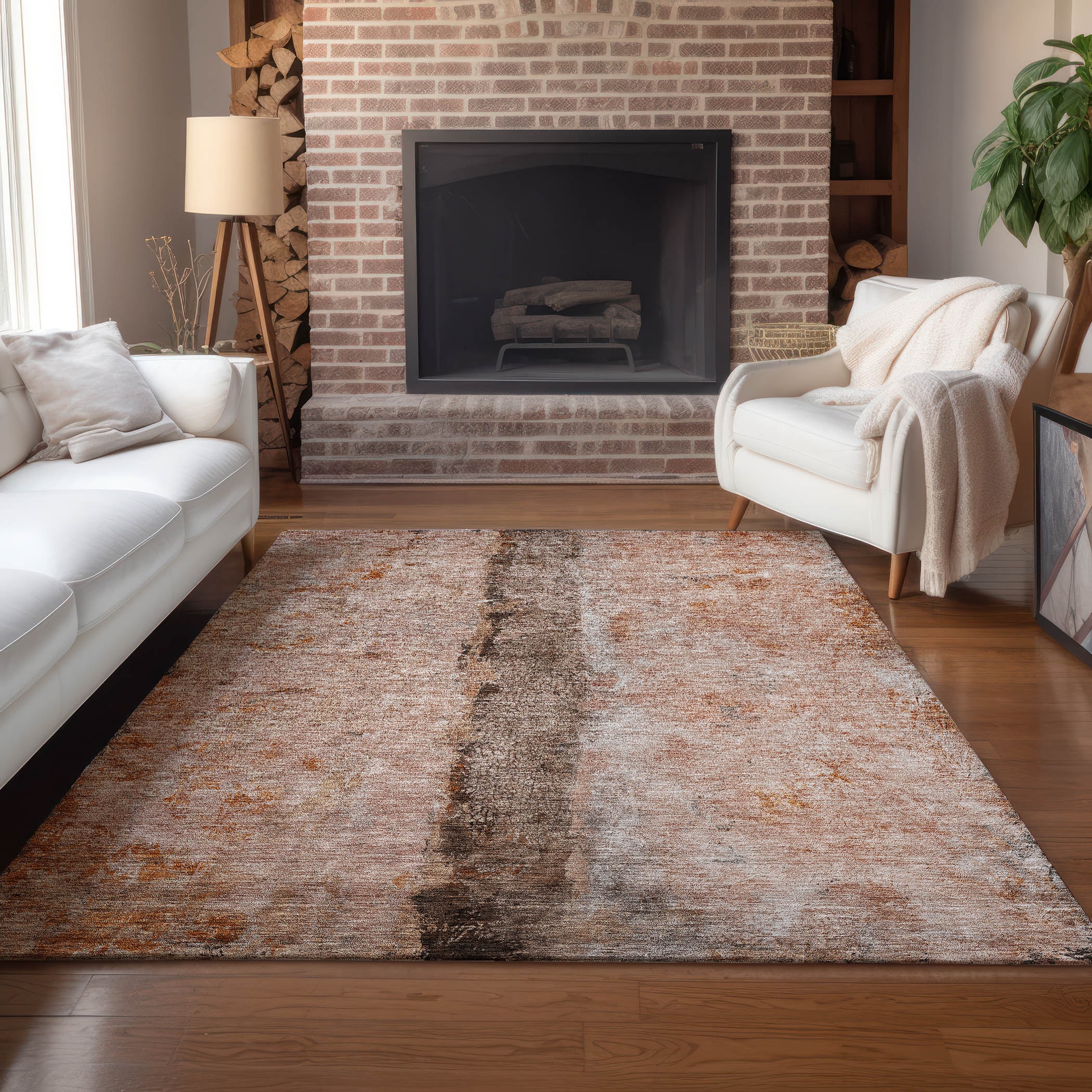 Addison Rugs ACN605PK8X10 Chantille ACN605PK 8 x 10 (ft) Polyester Paprika Rectangular Indoor/Outdoor Abstract Machine washable Area rug