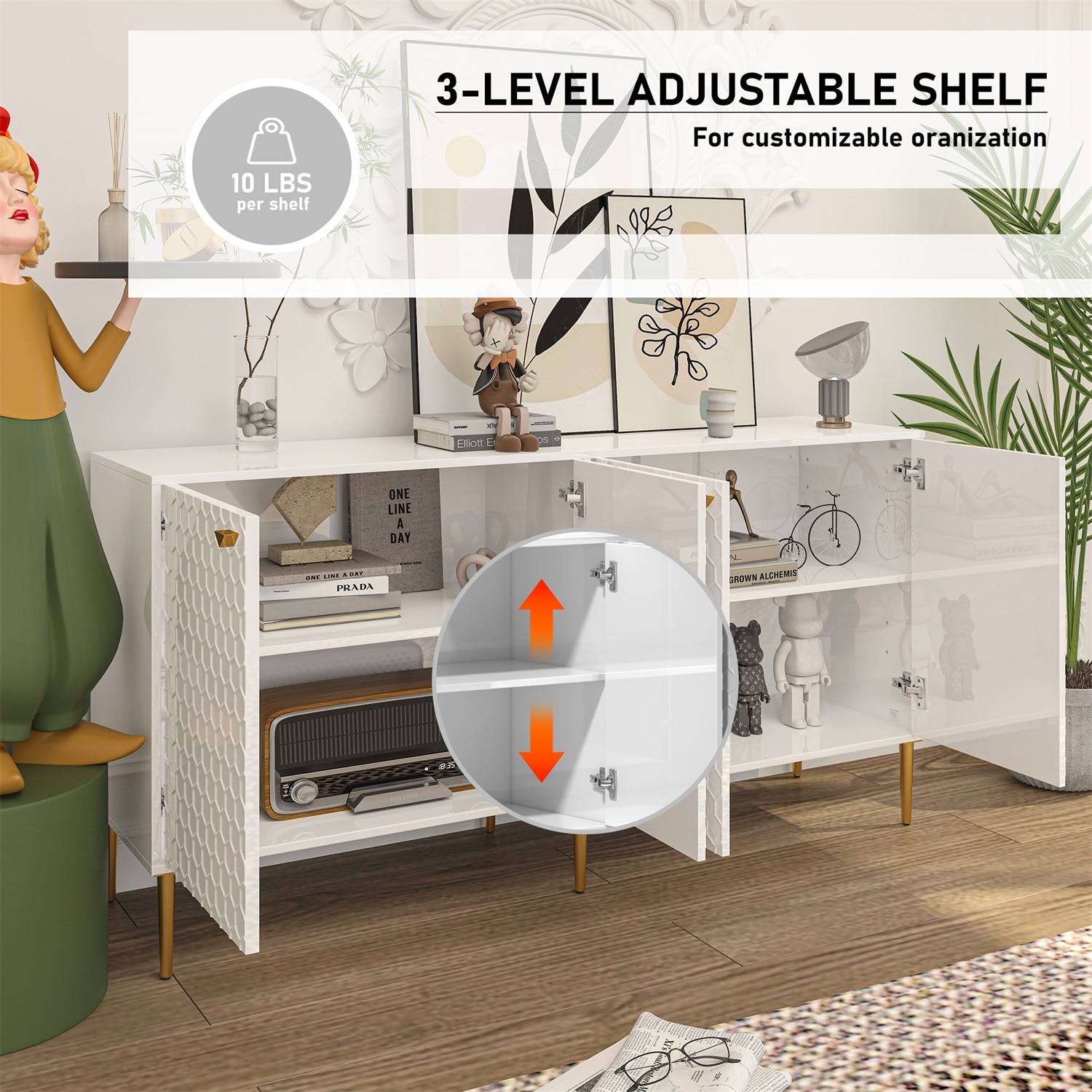 Mondawe MO-JH0014D-WH Dining-Kitchen-Storarge - View #5