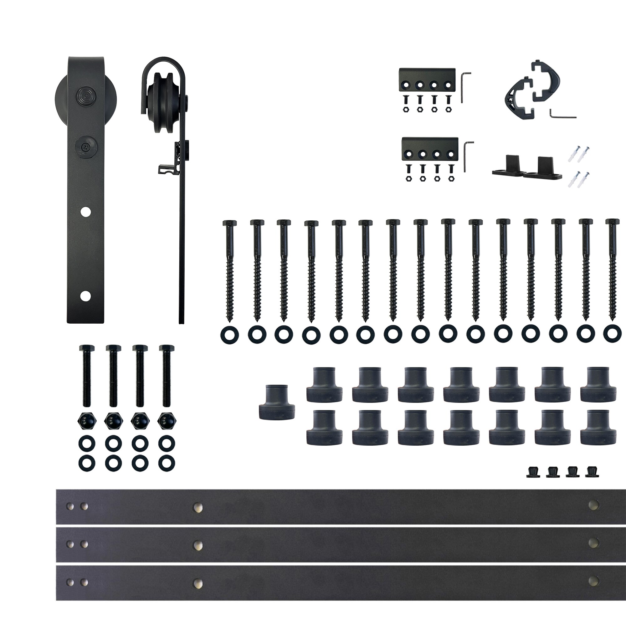 HOMACER YT1TGH240C 240-in Rustic black Black Indoor J-strap Single Barn door hardware kit