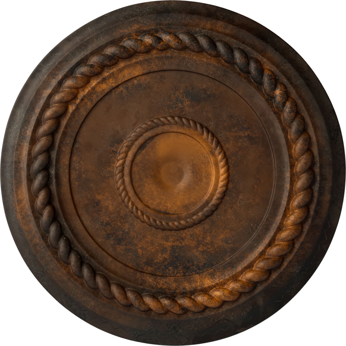Ekena Millwork CM18ALRUS Alexandria Rope 19.625-in W x 19.625-in L Painted Rust Polyurethane Whole Ceiling Medallion