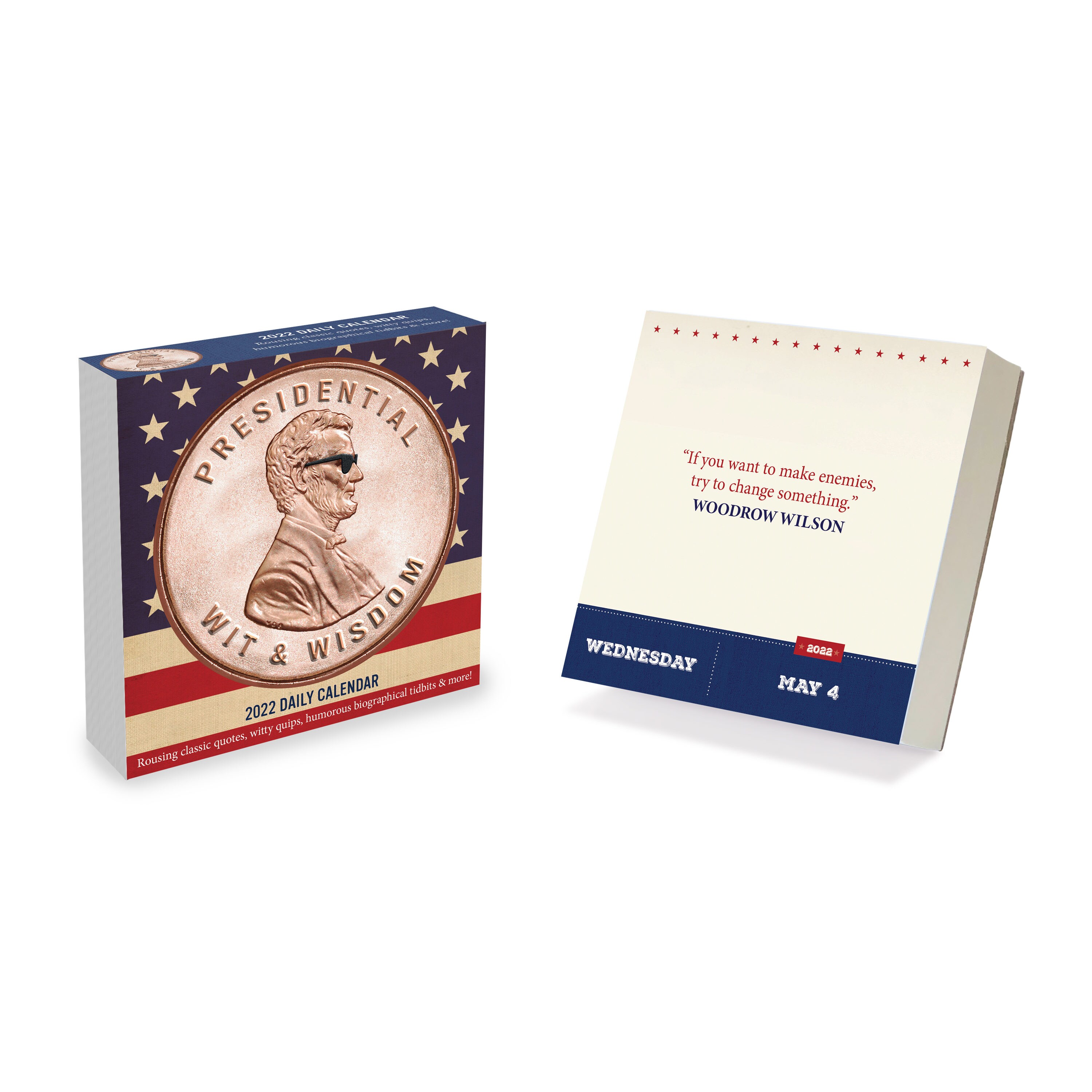 TF Publishing 2022 Presidential Wit Daily Desktop Calendar in the