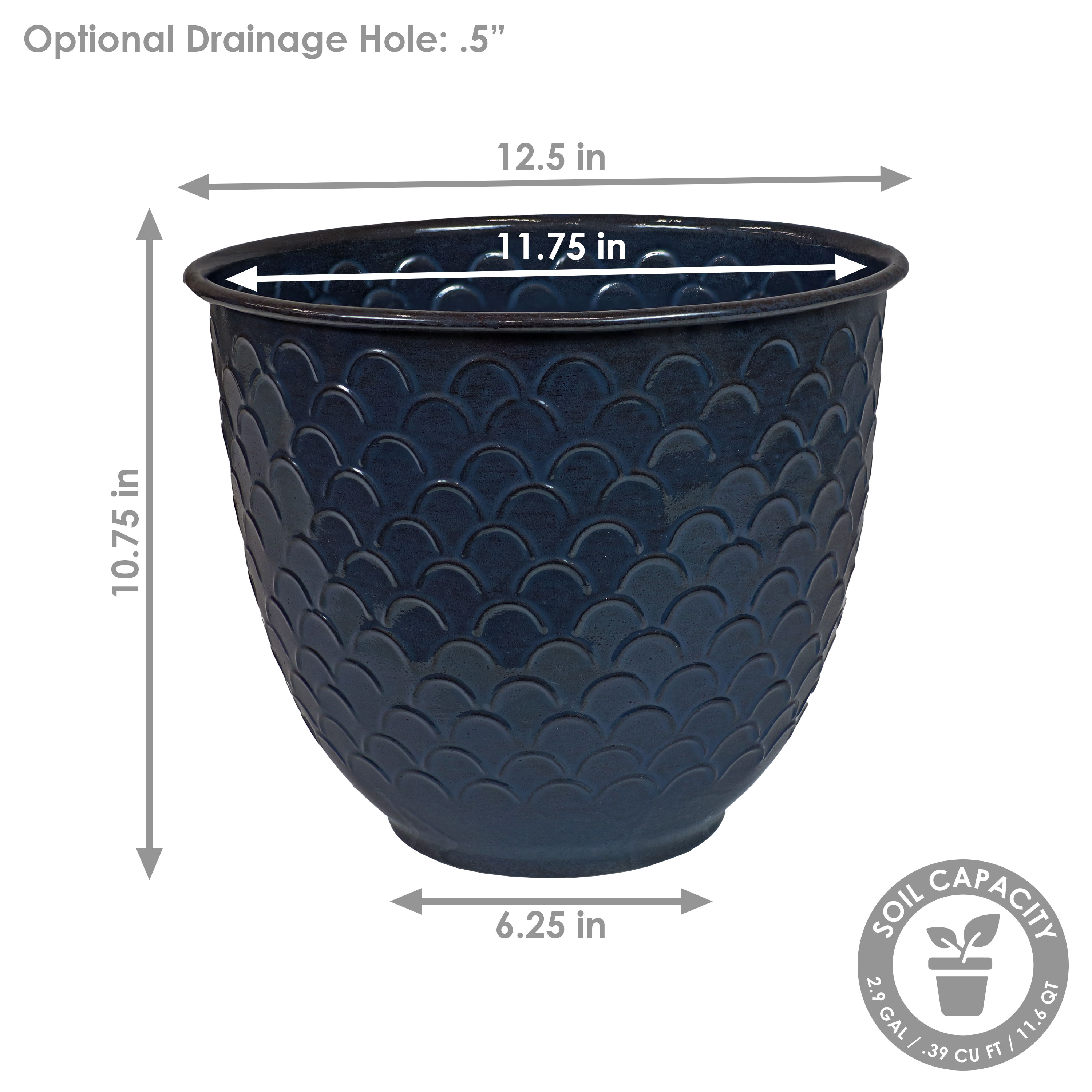 Dinah Navy Glaze Metal Indoor/Outdoor Planter Set