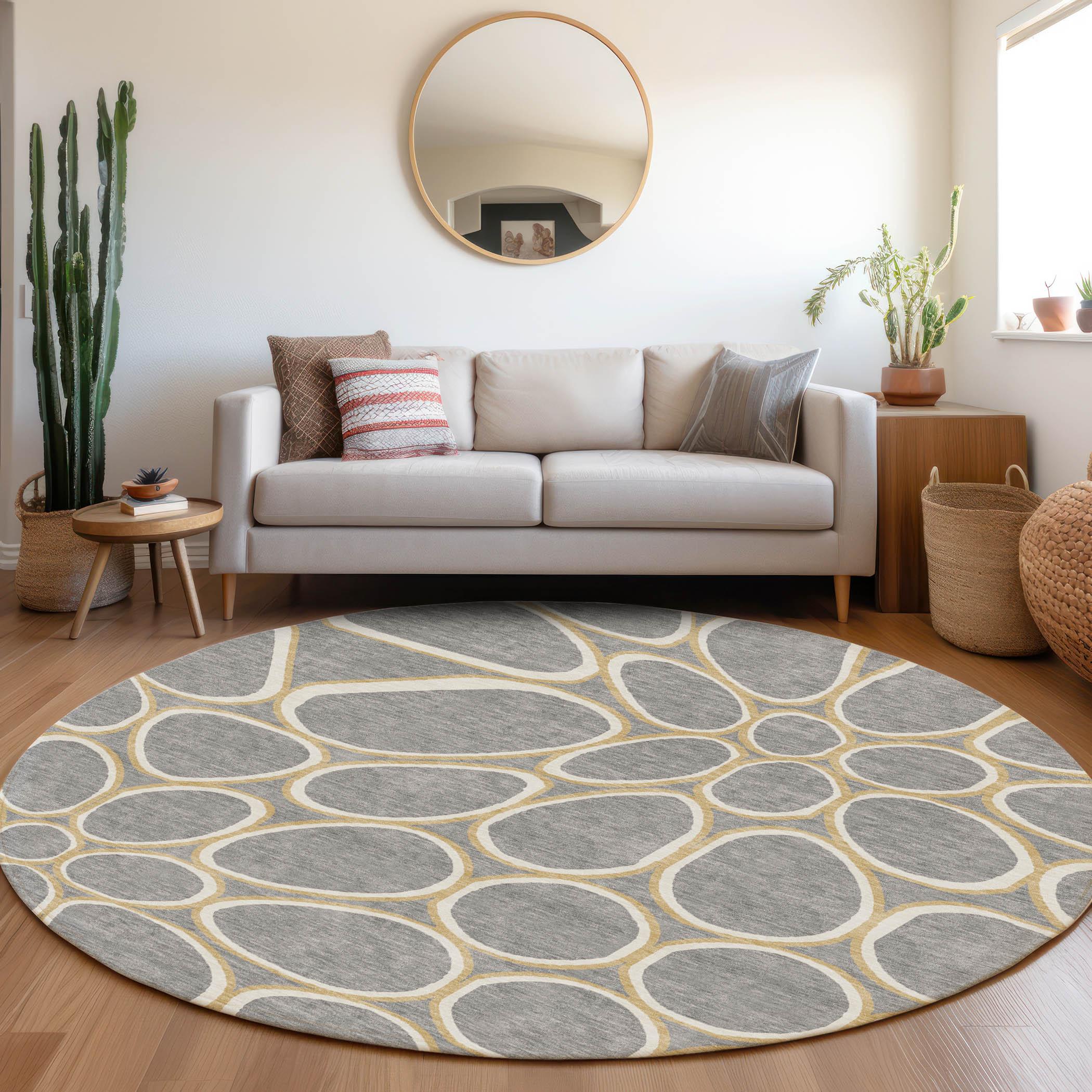 Addison Rugs ACN1041GY8RO Chantille ACN1041GY 8 x 8 (ft) Loomed Polyester Gray Round Indoor/Outdoor Machine washable Area rug