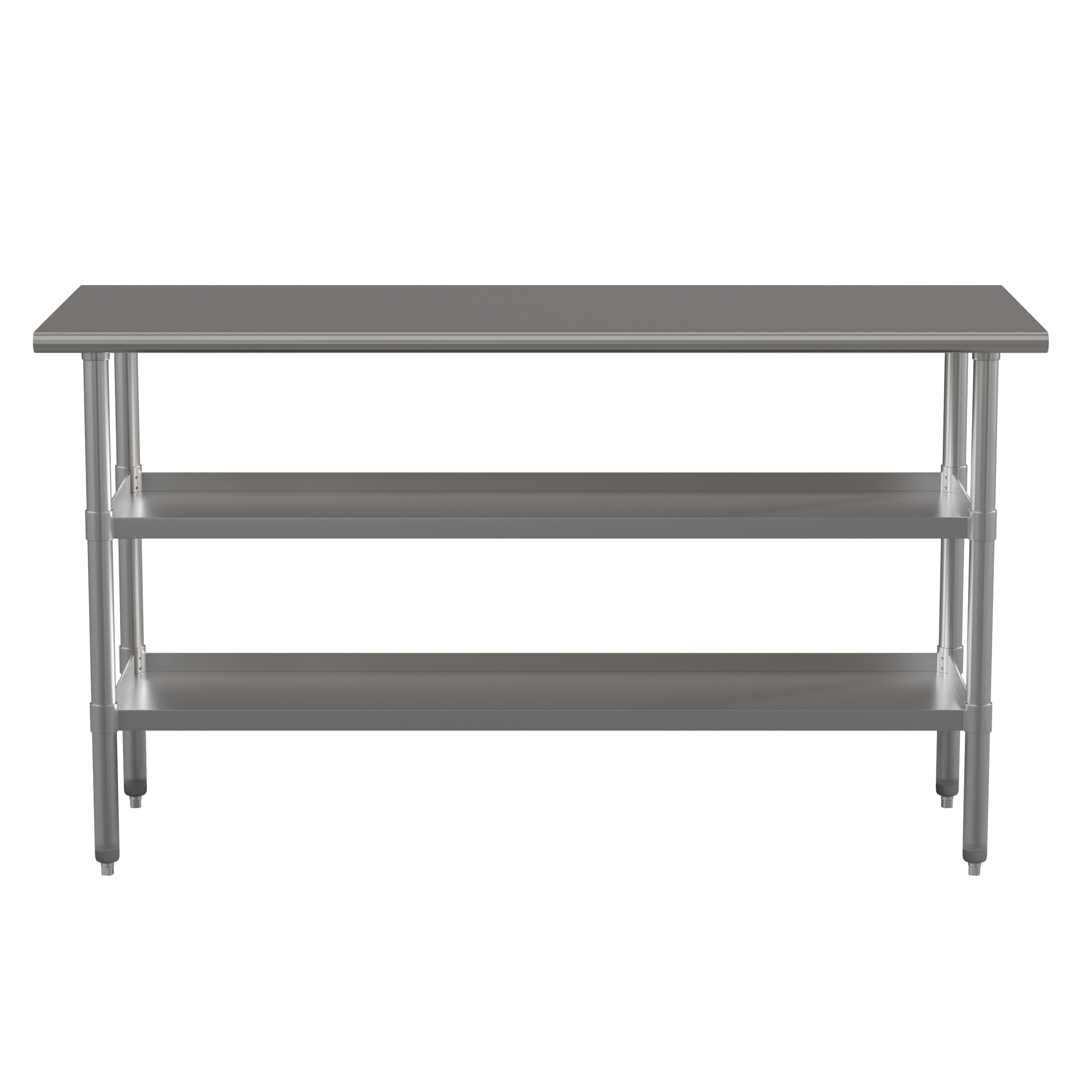 Silver Stainless Steel Kitchen Work Table with Adjustable Shelves