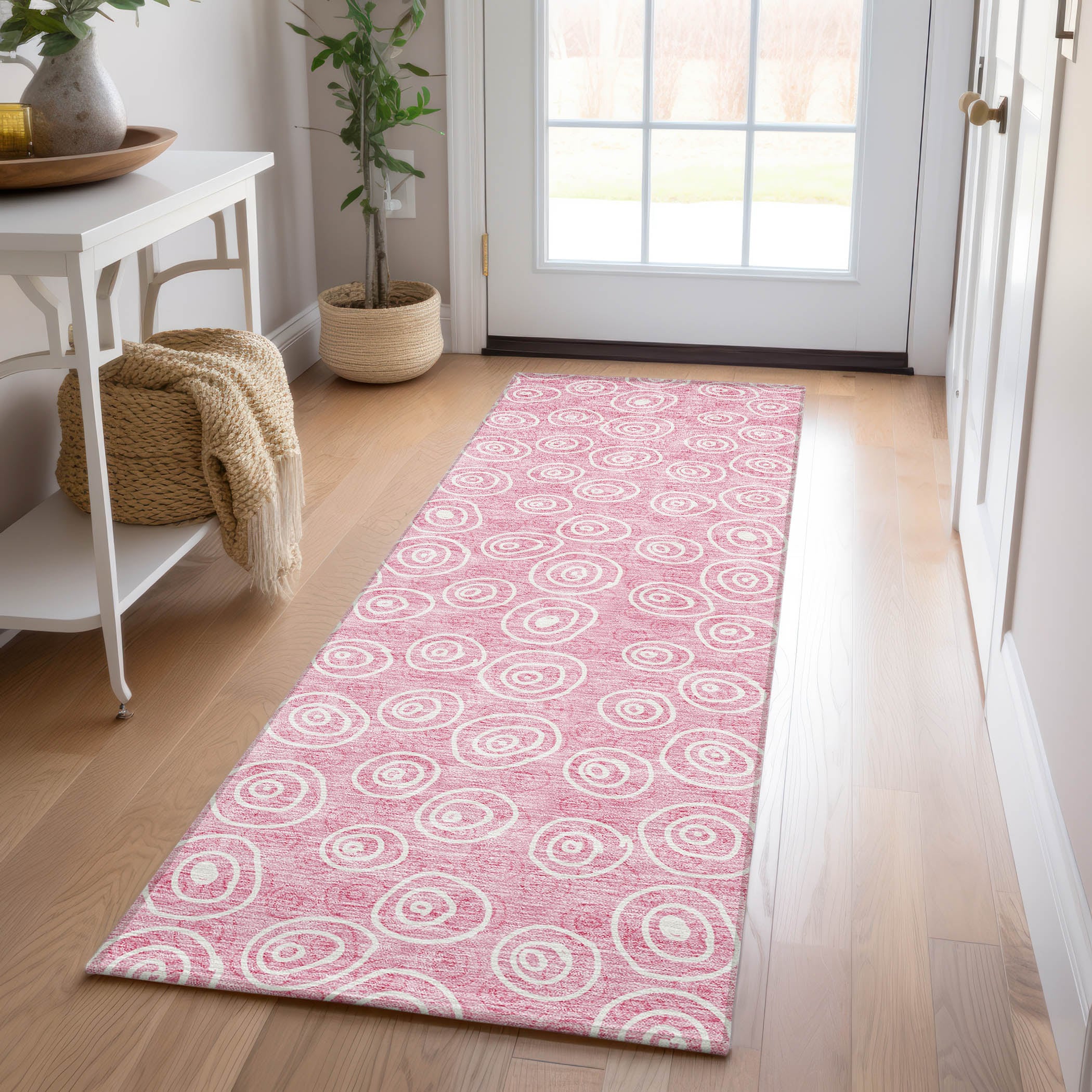 Addison Rugs ACN728PI2X8 Chantille ACN728PI 2 x 7 (ft) Polyester Pink Rectangular Indoor/Outdoor Geometric Machine washable Area rug