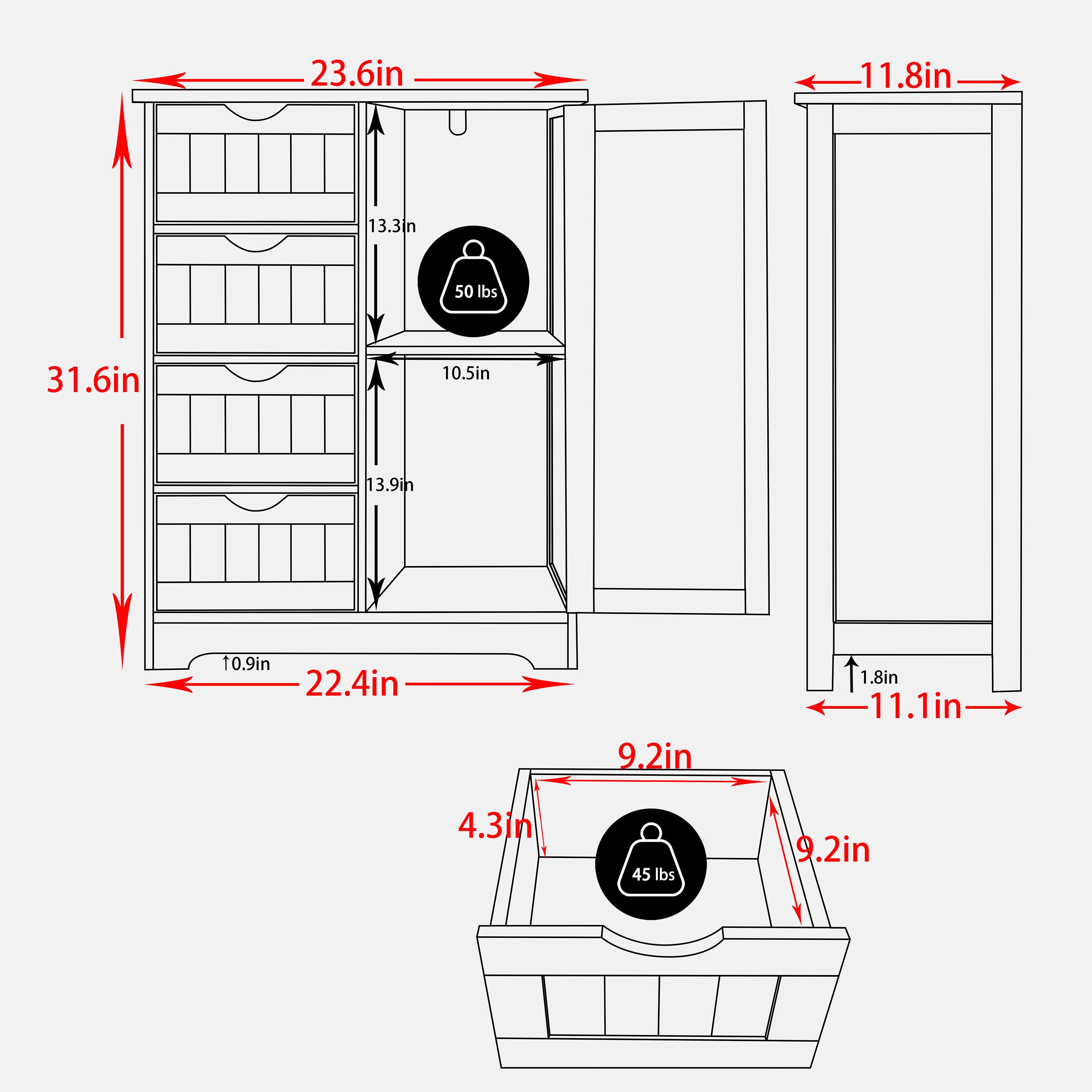 VEIKOUS HP0904-01GY Linen-Cabinets - View #3