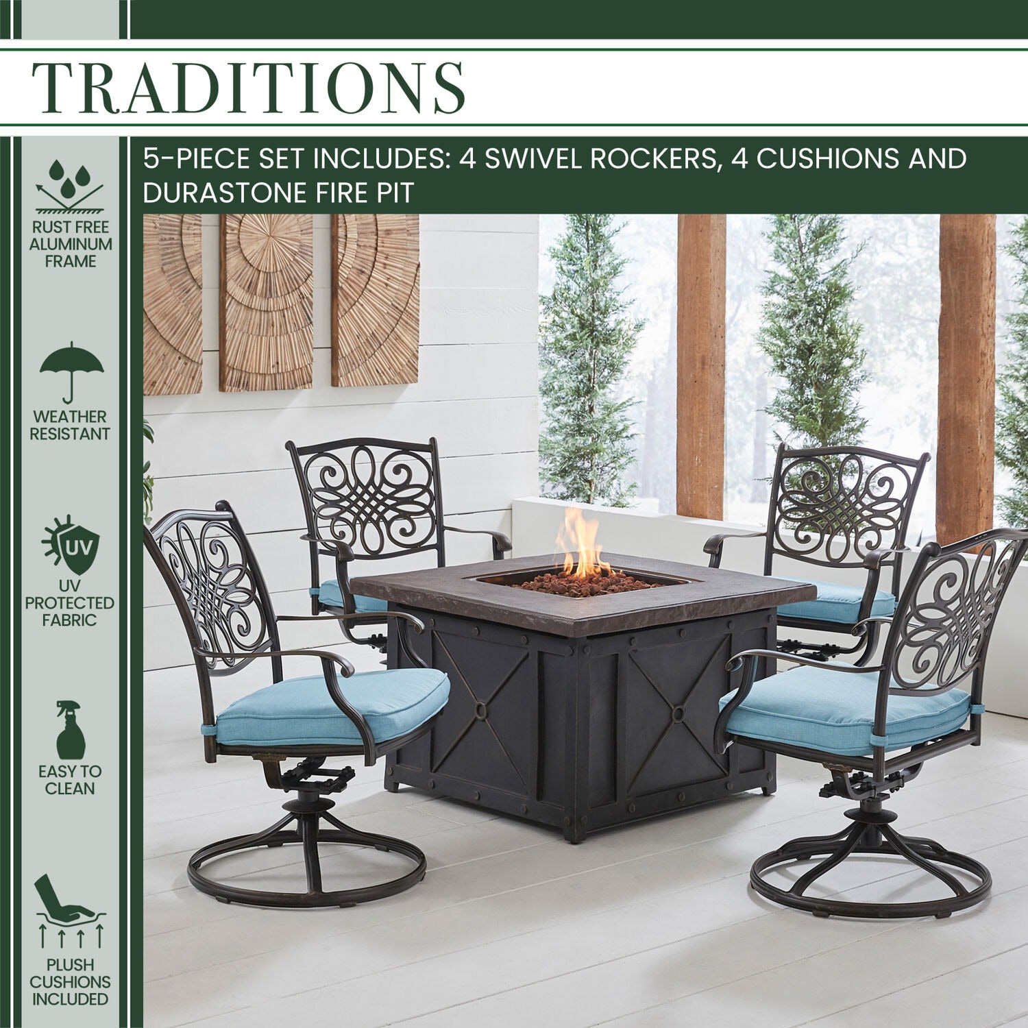 Hanover TRAD5PCDSW4FP-BLU Patio-Conversation-Sets - View #2