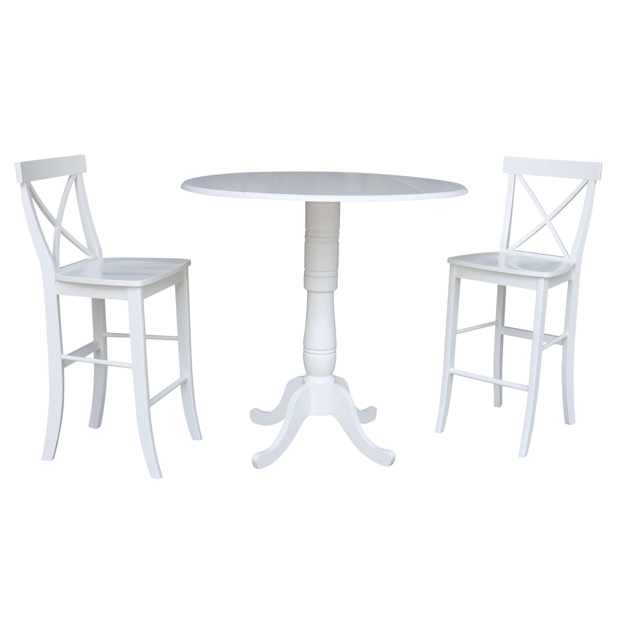 International Concepts K08-42DPT-S6133-2 White Casual Dining Room Set with Round Table ( Seats 4 )