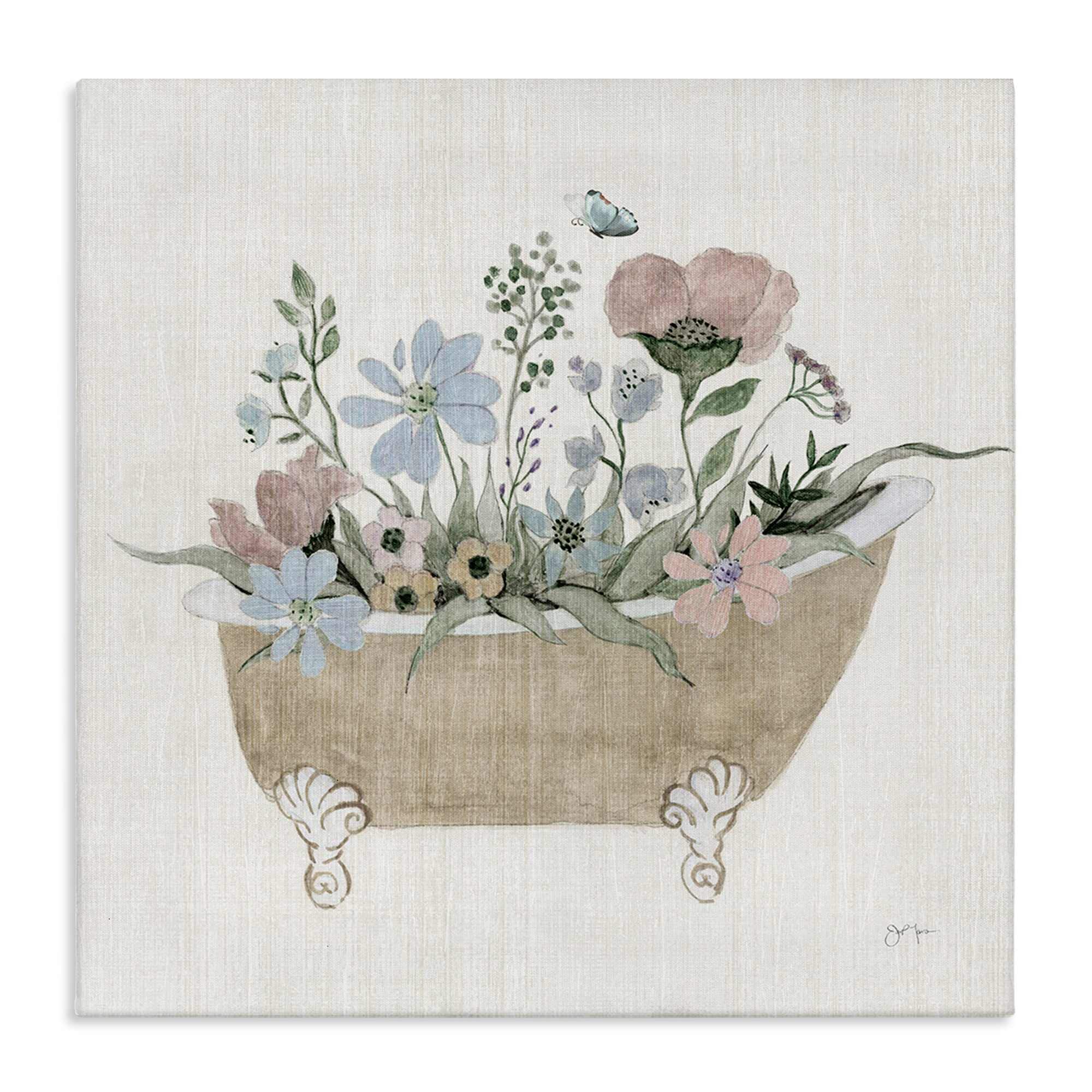 Stupell Industries BS-136-CN-17X17 Rustic Botanicals in Tub Canvas Wall Art By Janet Tava 17 x 17