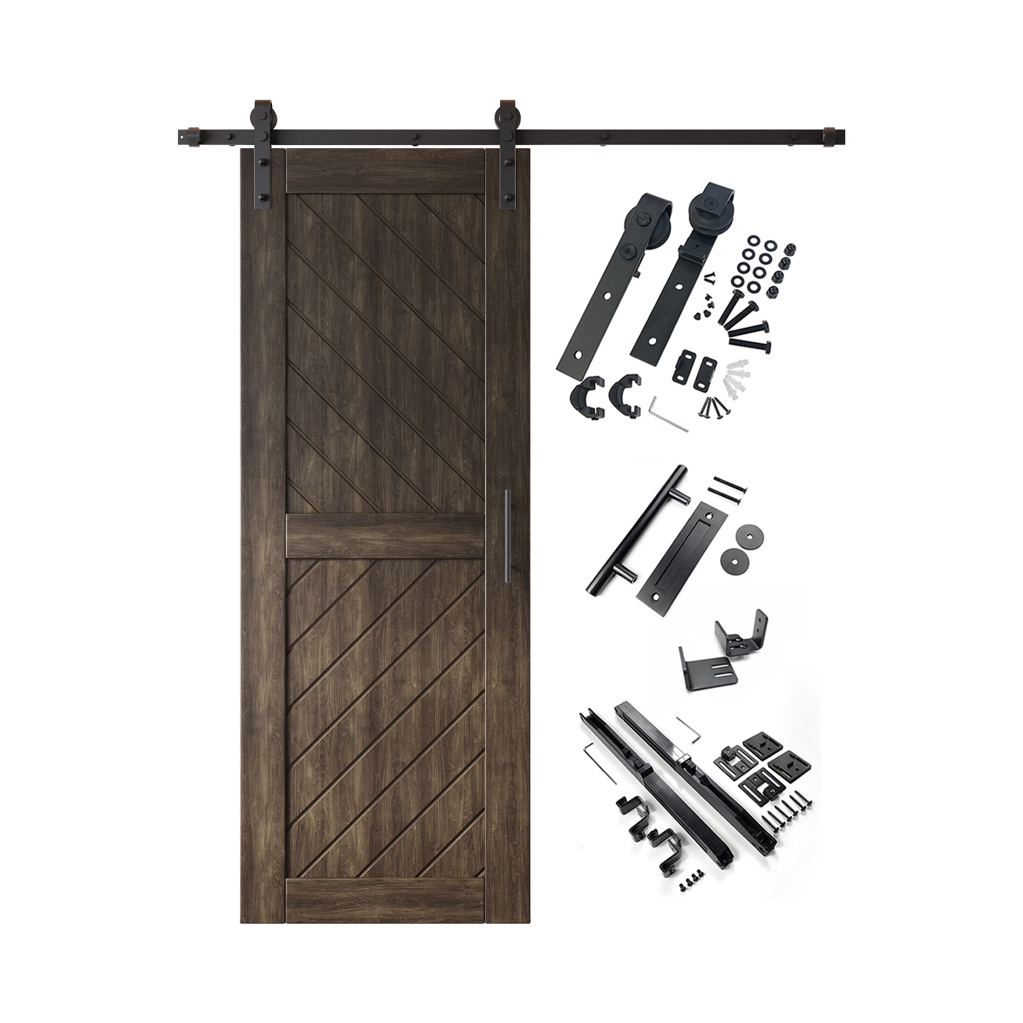 HOMACER YT1H054C-XT4-2680-EB 26-in x 80-in Ebony Prefinished Non-standard Pine Wood Solid core Single Barn Door (Hardware Included)