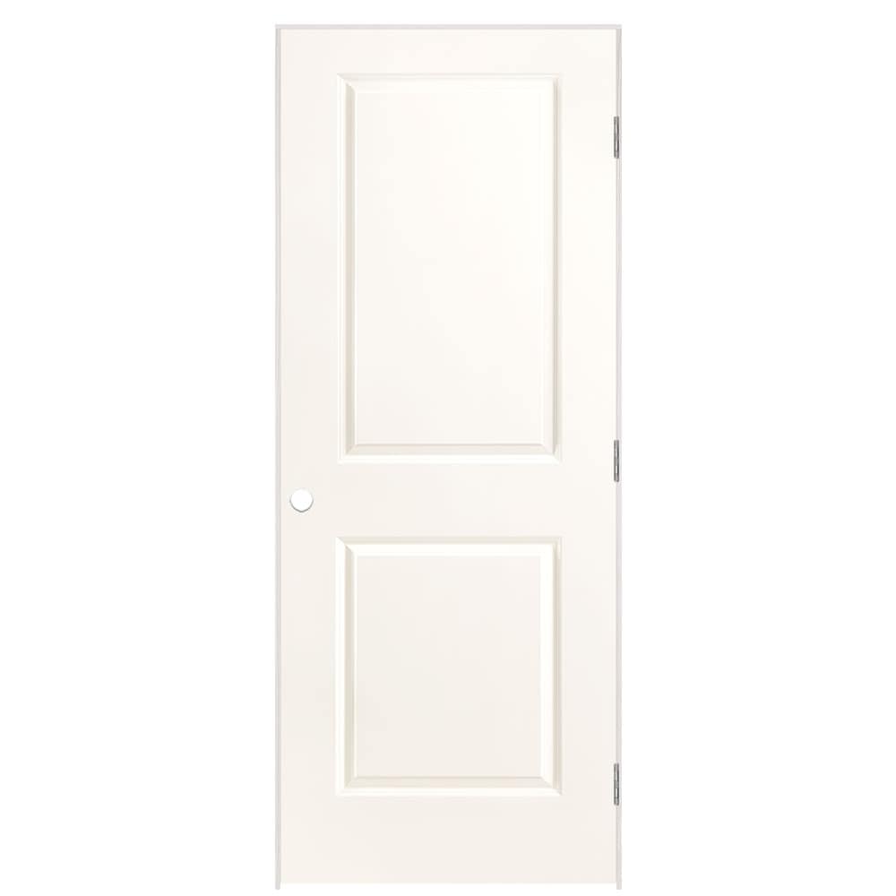 Masonite 32-in x 80-in Snowstorm Solid Core 2-panel Square Left Hand Smooth Prefinished Molded Composite Flat Jamb Single Prehung Interior Door -  1316035