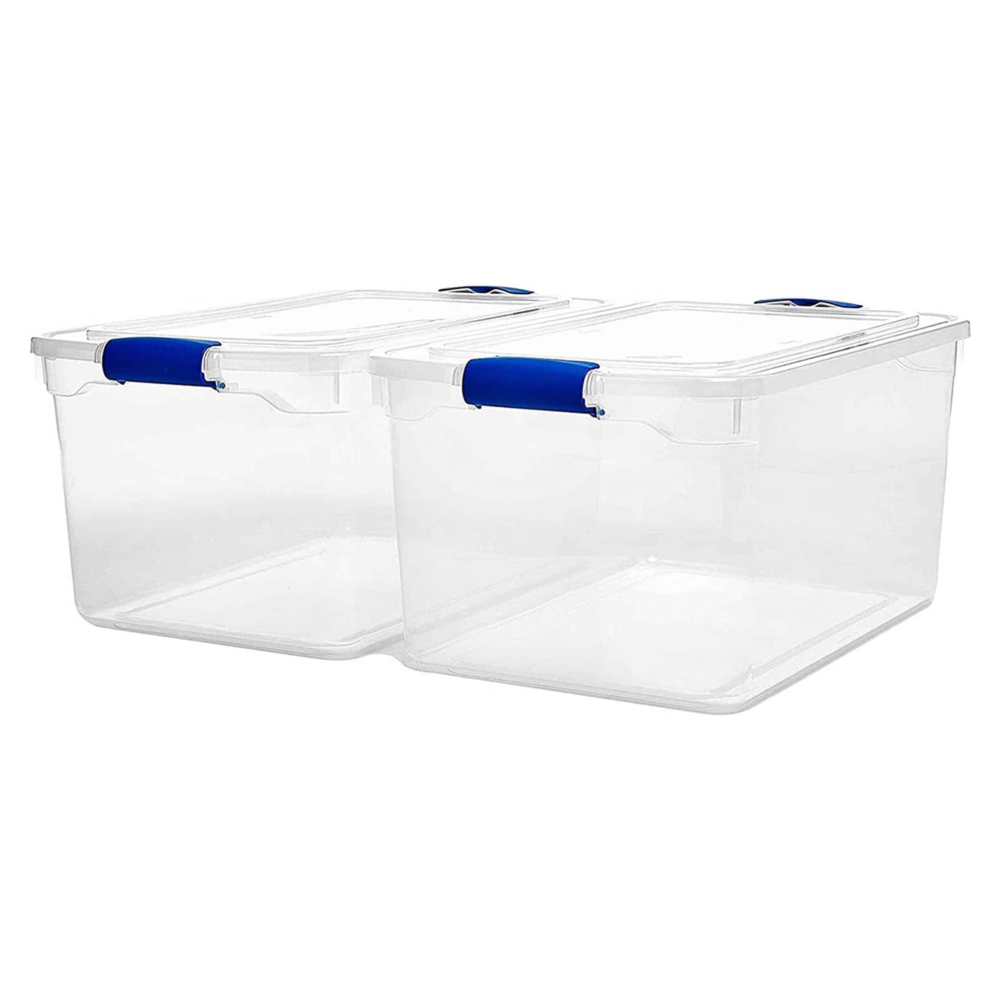 Homz 66-Quart Latching Container with Latches, Clear/Blue - 2 count
