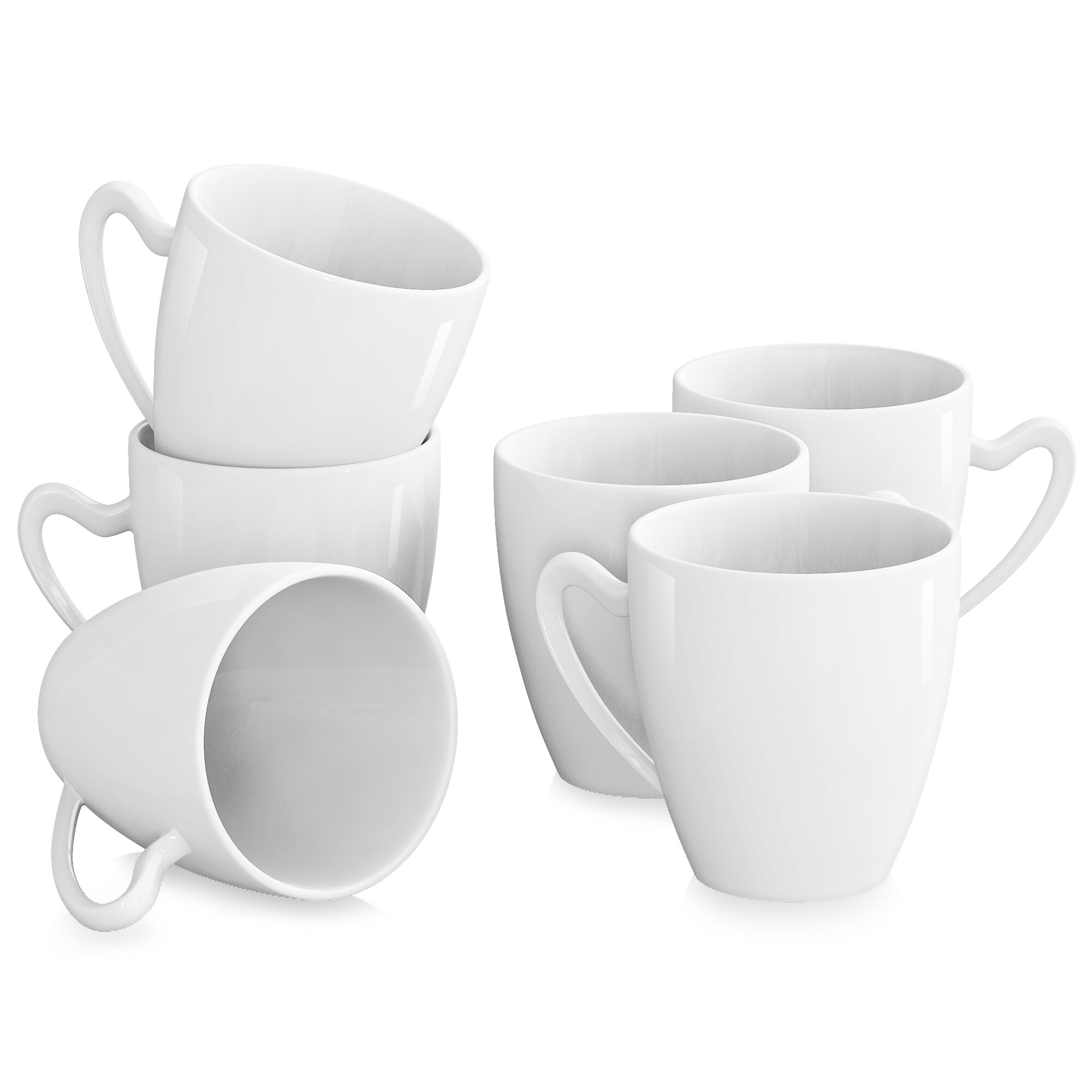 MALACASA ELVIRA-6CP 13.38-fl oz Ceramic Ivory White Mug Set of: 6