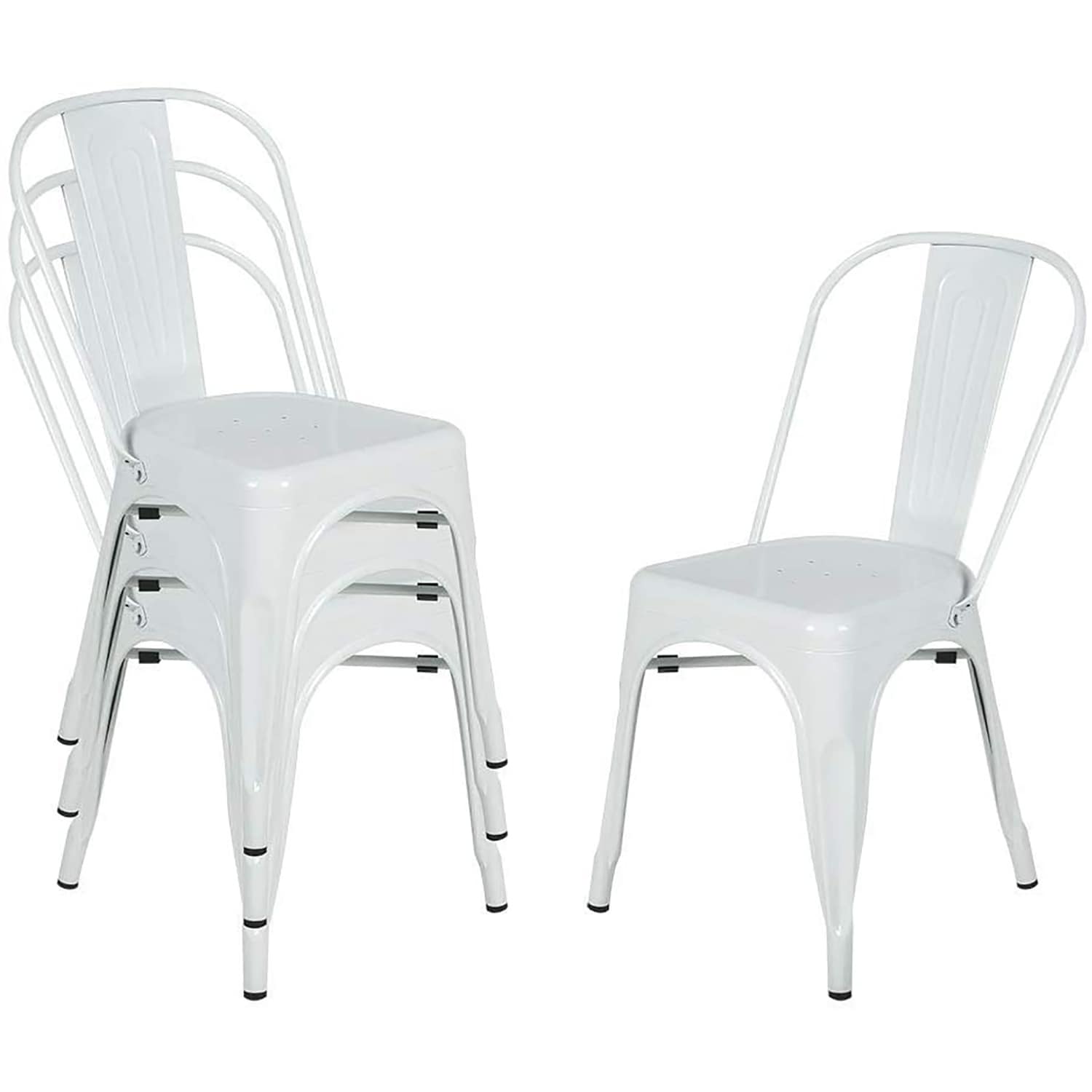 CASAINC YY0001A-WH Set of 4 Contemporary/Modern Side Chair (Metal Frame)