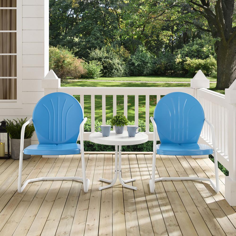 Crosley Furniture Griffith 3Pc Retro Outdoor Chair Set - Side Table and ...