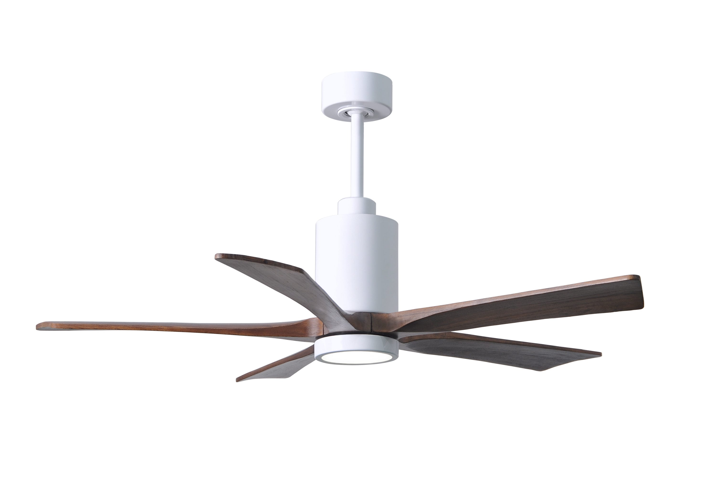 Matthews Fan Company PA5-WH-WA-52 Patricia 52-in Color-Changing Integrated LED Outdoor Gloss White with Walnut Tone Blades Ceiling Fan With Light - Remote Included ( 5 -Blade )