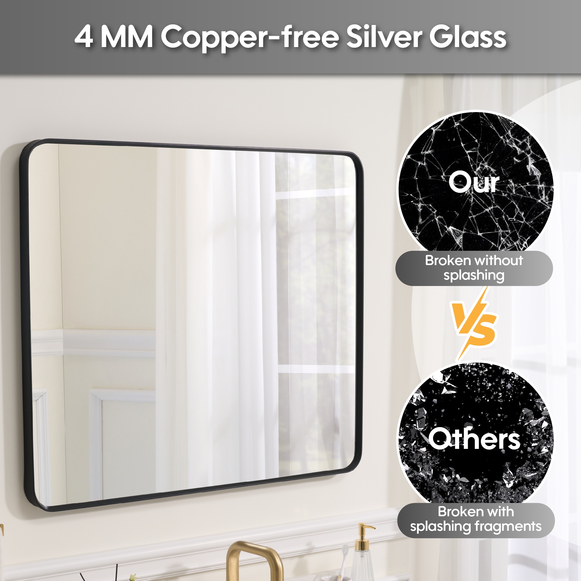WELLFOR F1MR3036MB Framed-Bath-Mirrors - View #4