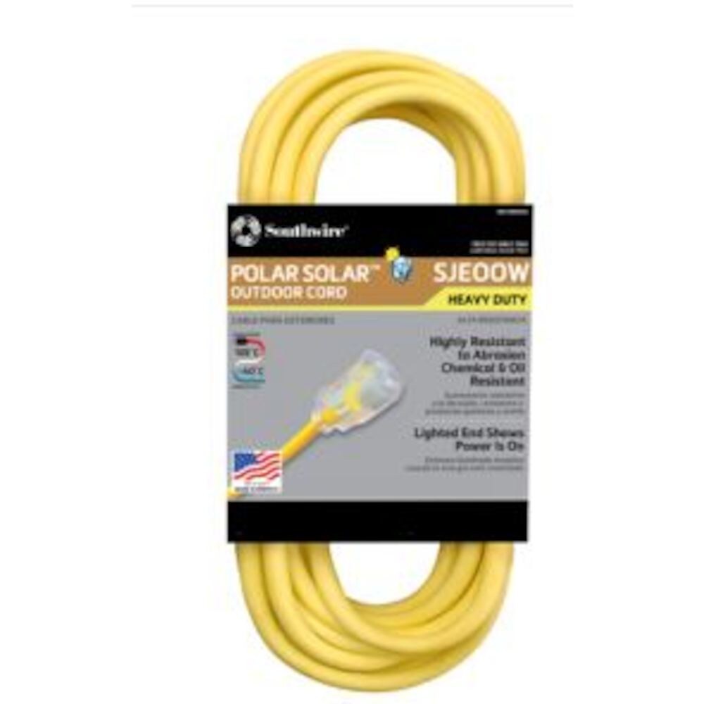 Polar/Solar 100-ft 14 / 3-Prong Outdoor Sjeoow Medium Duty Lighted Extension Cord in Yellow | - Southwire 1489SW0002