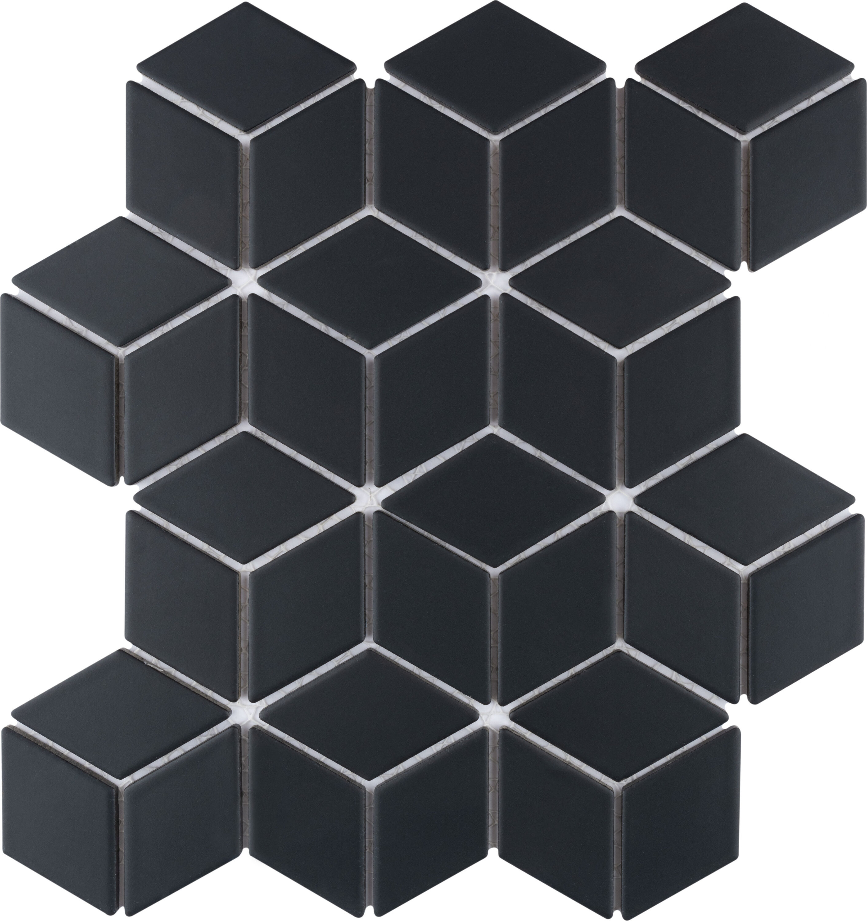 Affinity Tile S1FKORHO22 Sample - Hudson Rhombus Matte Black 6-in x 6-in Matte Porcelain Floor and Wall Tile
