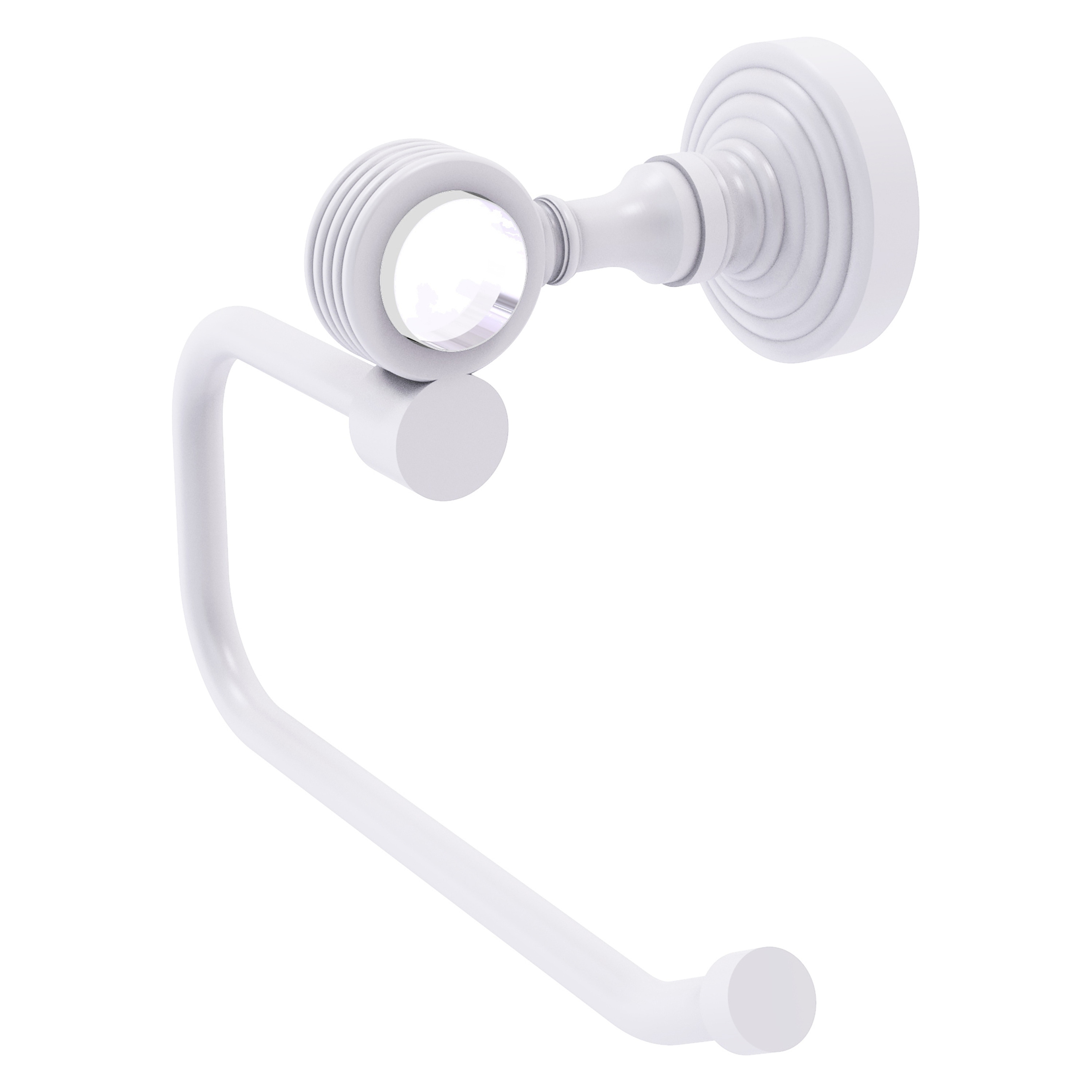Allied Brass PG-24EG-WHM Pacific Grove Matte White Wall mount Single post Toilet Paper Holder 1 -Rolls with Storage