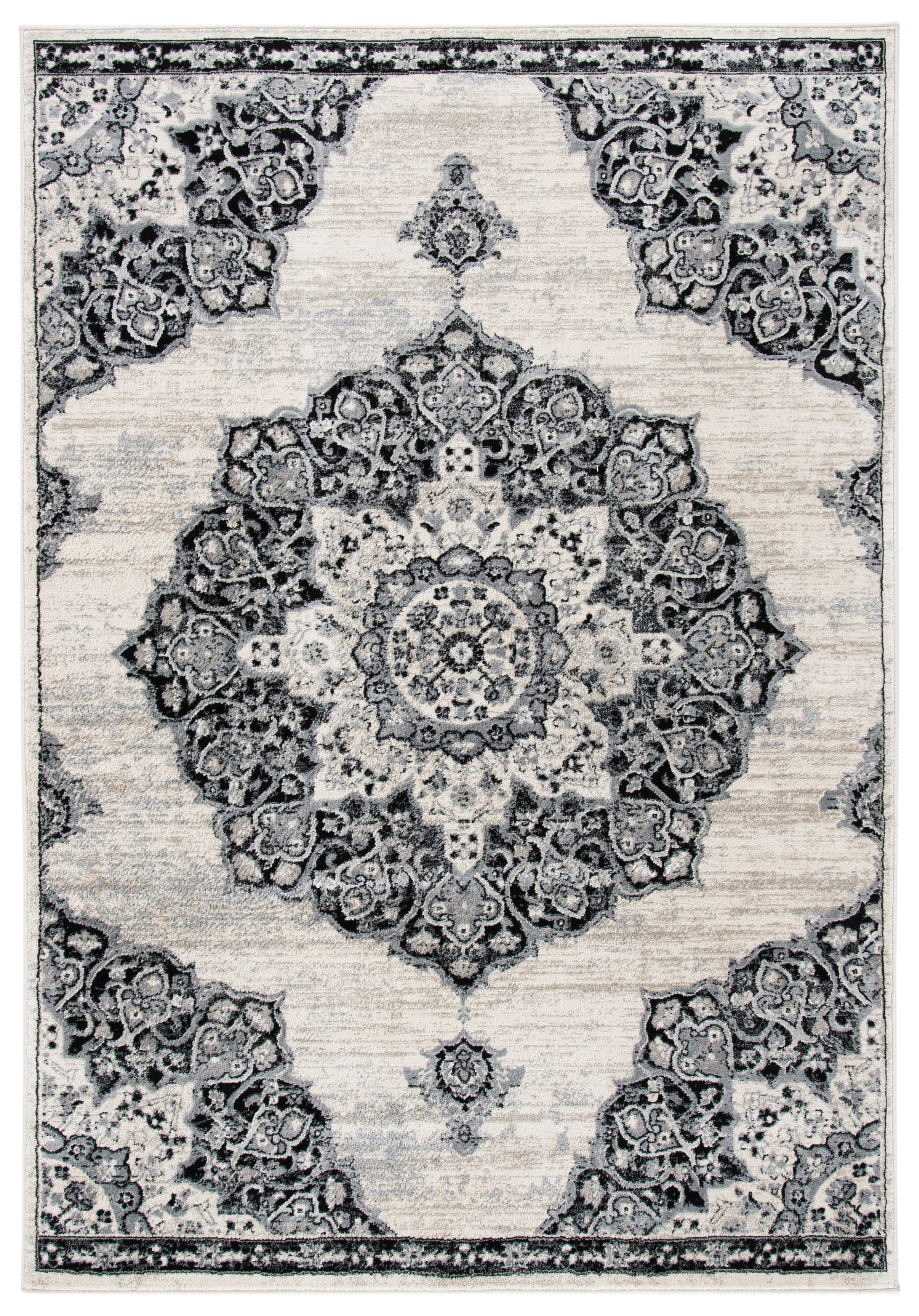 Safavieh BNT802C-8 Brentwood Coral 8 x 10 (ft) Loomed Polypropylene Ivory/Black Rectangular Indoor Distressed/Overdyed Vintage Area rug
