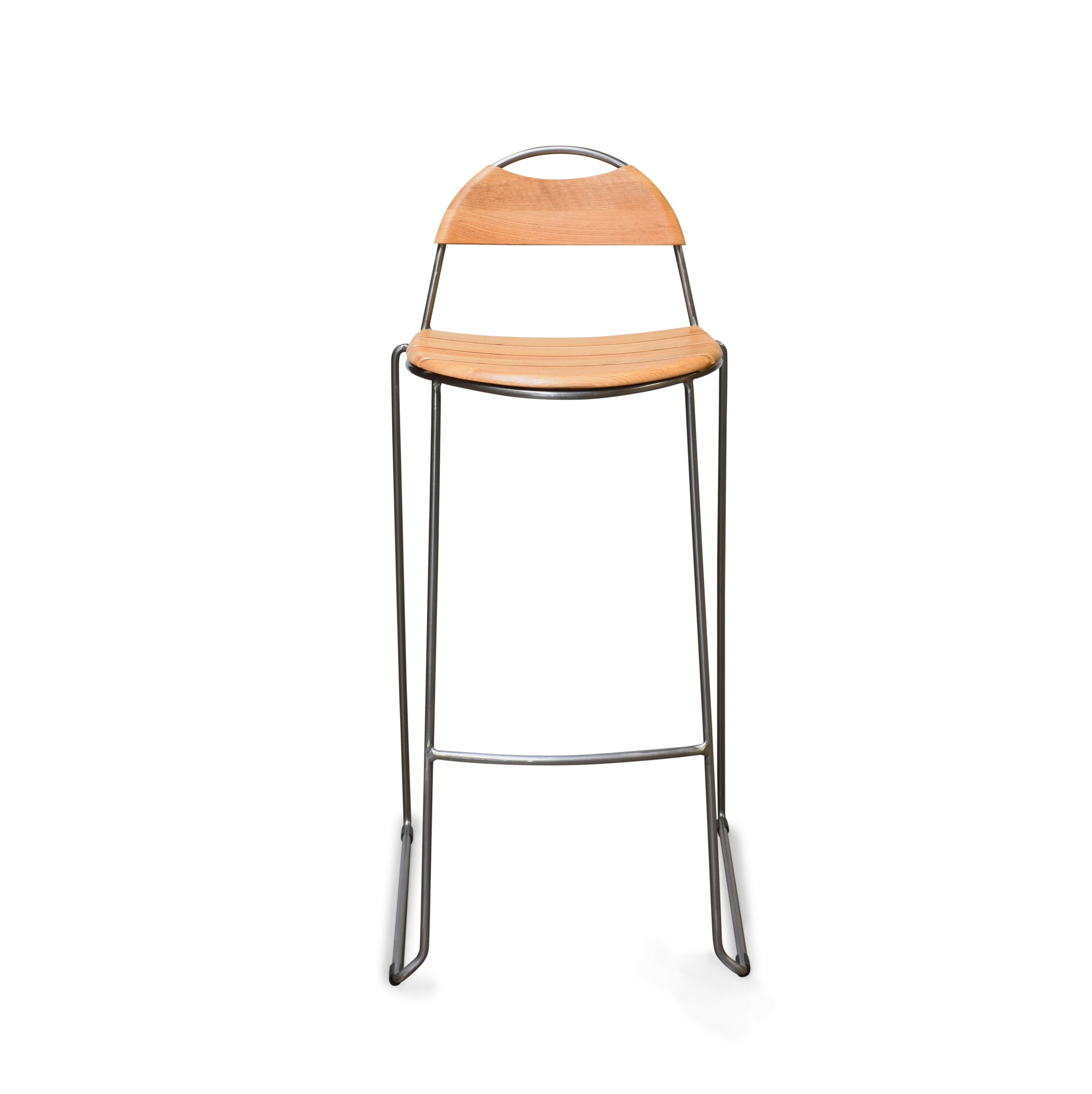 Gingko DAVS101-OAK Davis Set of 2 Oak Small Metal Bar Stool Back