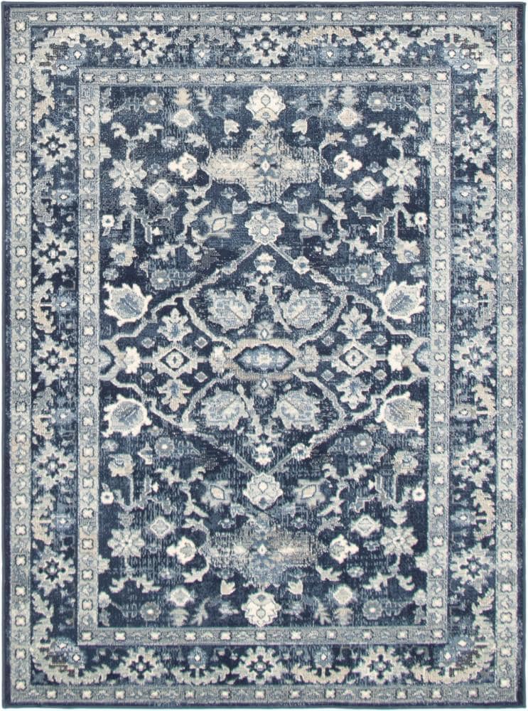 ECARPETGALLERY 298367 Tajma 5 X 7 (ft) Cream Dark Navy Gray Indigo Indoor Bohemian/Eclectic Area Rug