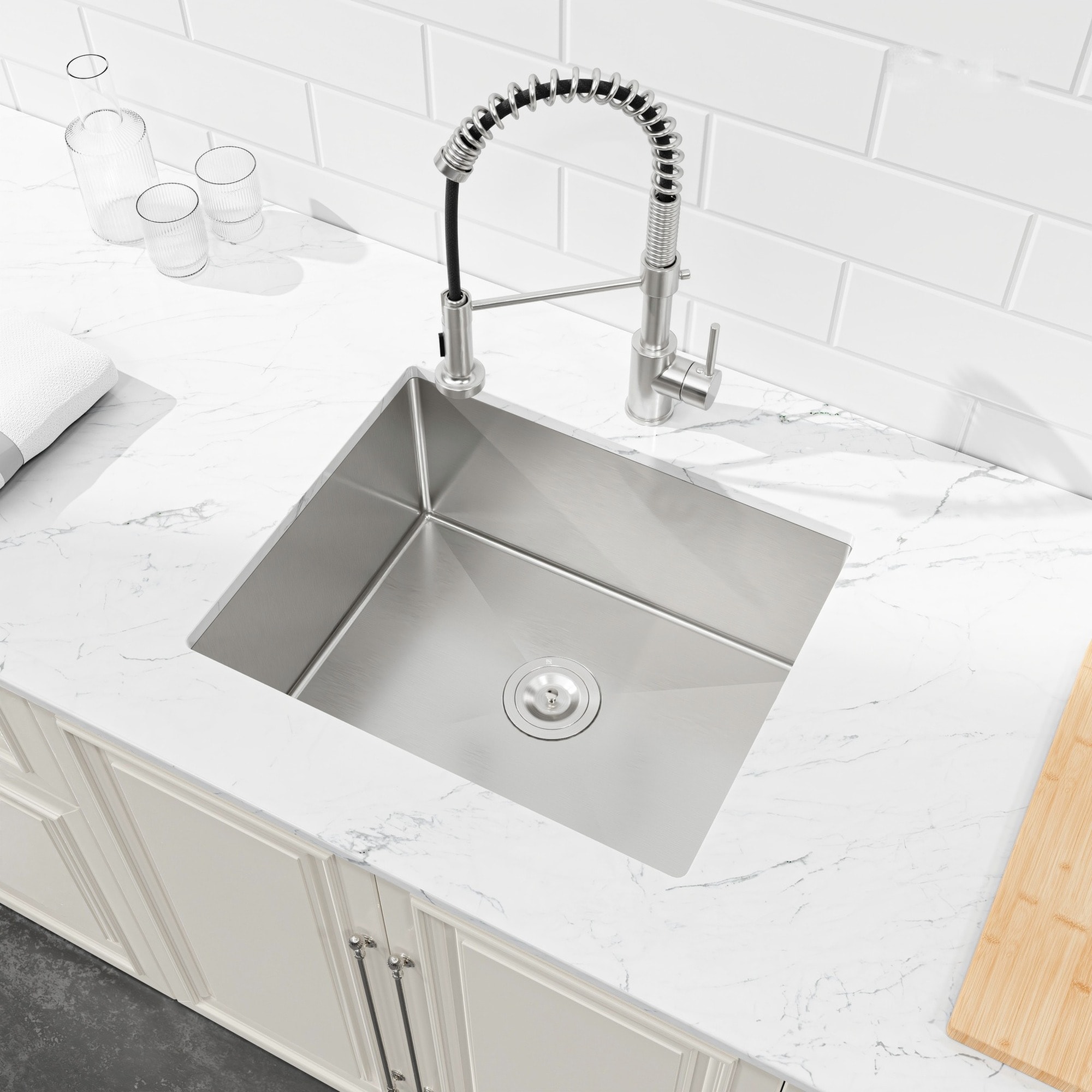 IAK 23 inch x 19 inch x 10 inch Dark Gray Stainless Steel Undermount Kitchen Sink with X-Shaped Diversion Drain