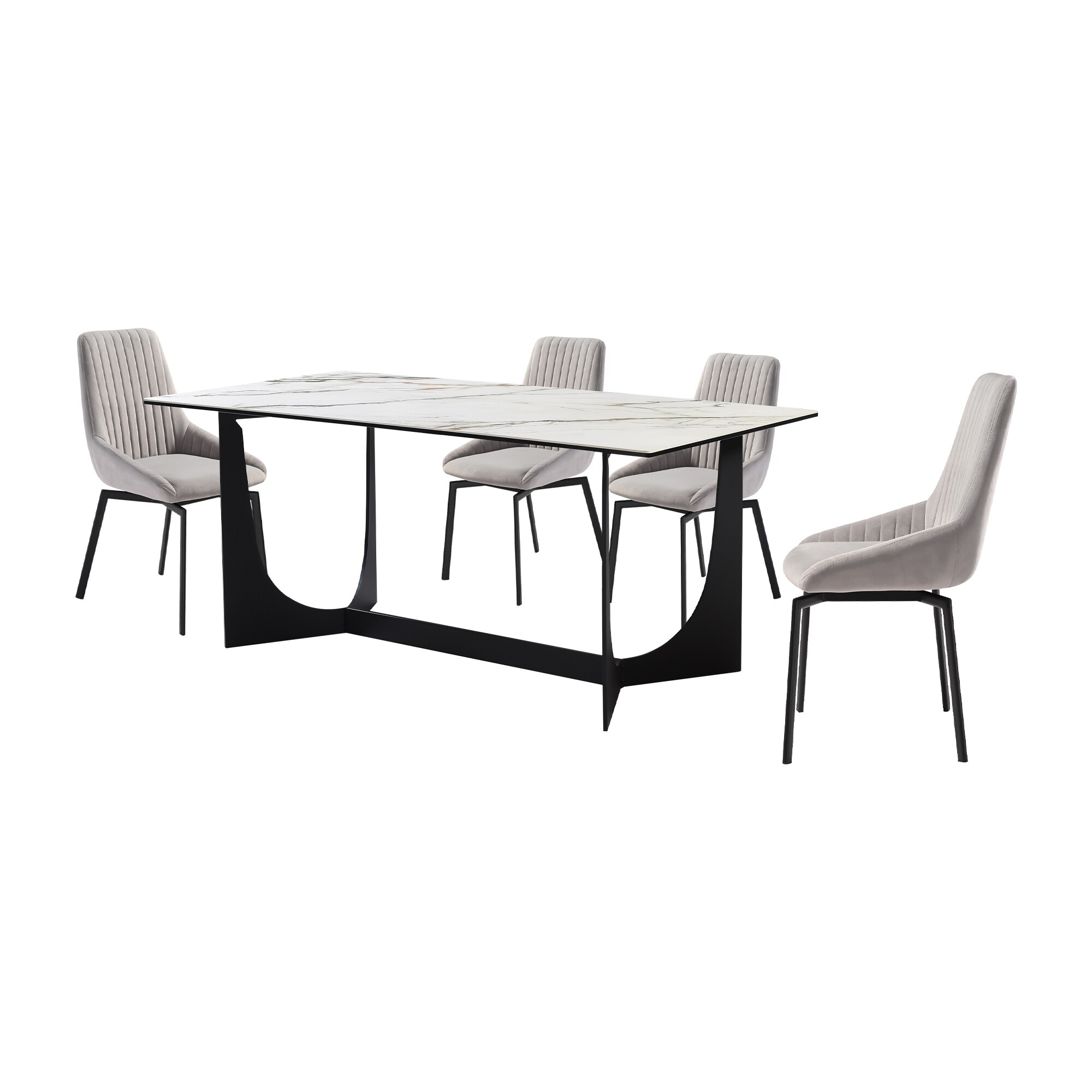 Armen Living SETESSU5GB Black Contemporary/Modern Dining Room Set with Rectangular Table ( Seats 4 )