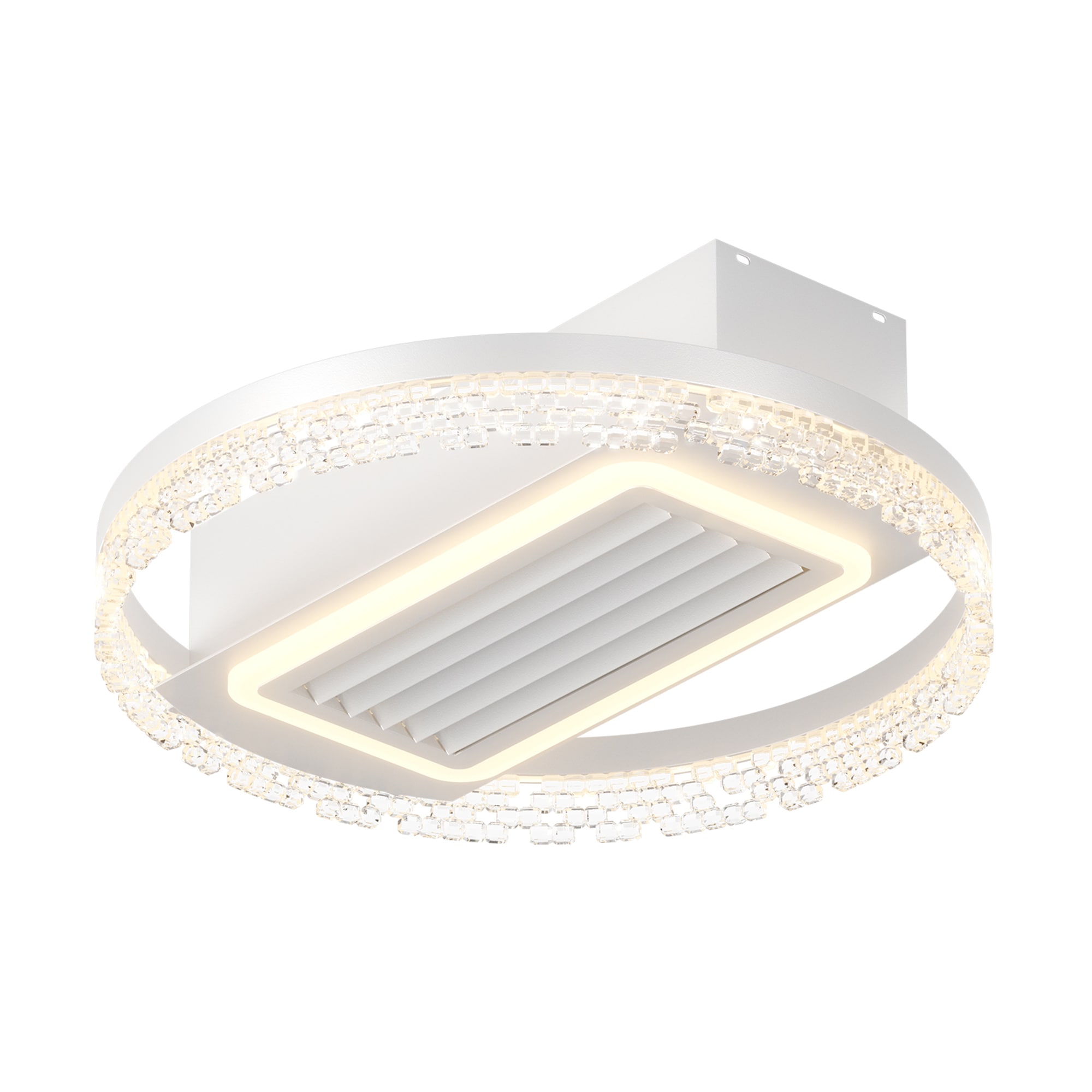 Bybafun YB5700116 20-in Color-Changing Flush Mount White with Finished Blades Fandelier Ceiling Fan Light Kit Compatible - Remote Included ( 1 -Blade )