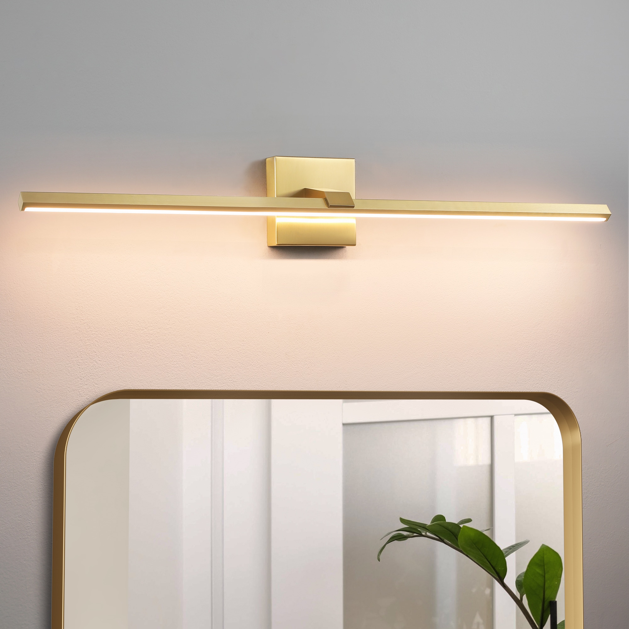 KAISITE 8096WL-32GD-US 32 in. 1-Light Gold LED Vanity Light Bar Wall Sconce Modern Bathroom Light Fixture Over Mirror with 3500K Warm Light