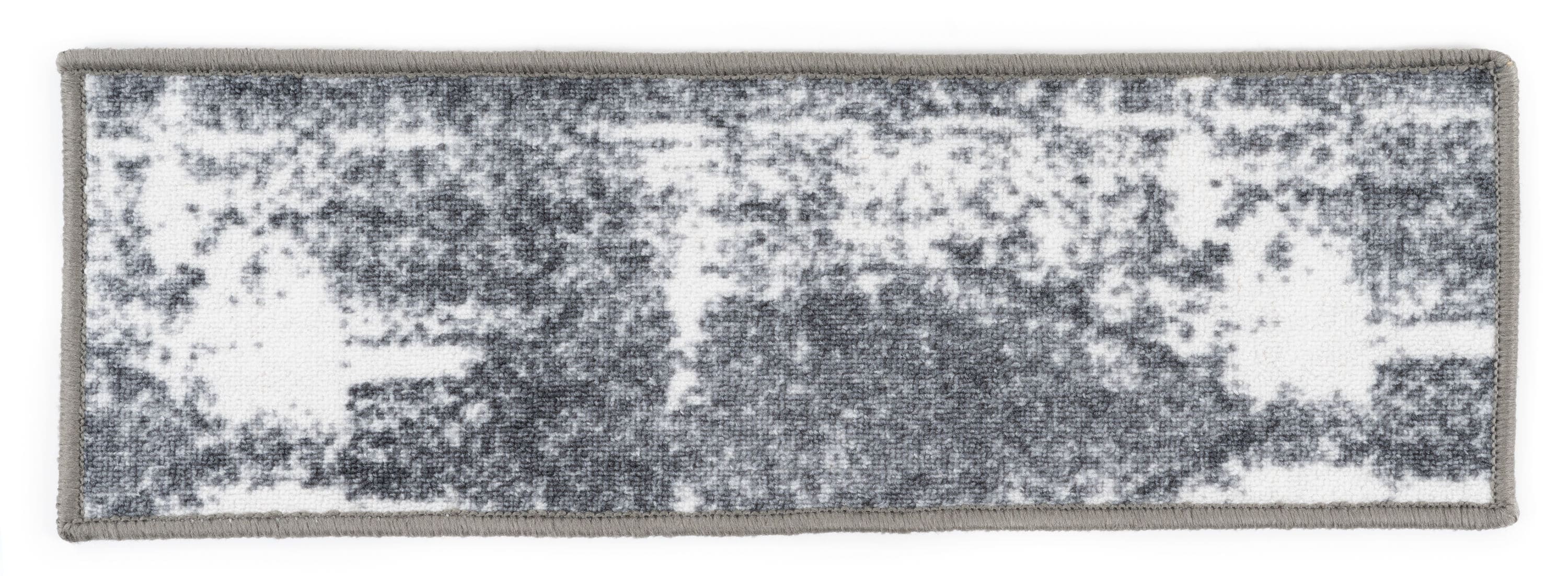 Gray and White Distressed Bohemian Non-Slip Stair Treads Set