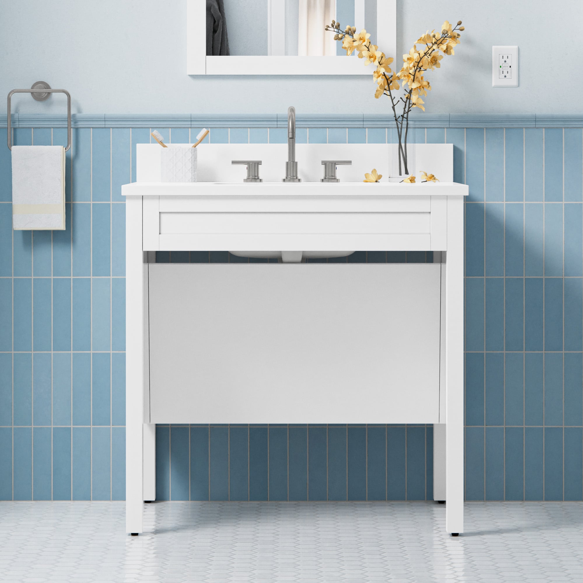 allen + roth 1815VA-36-201 Rowan 36-in White Undermount Single sink Bathroom Vanity with White Engineered stone Top