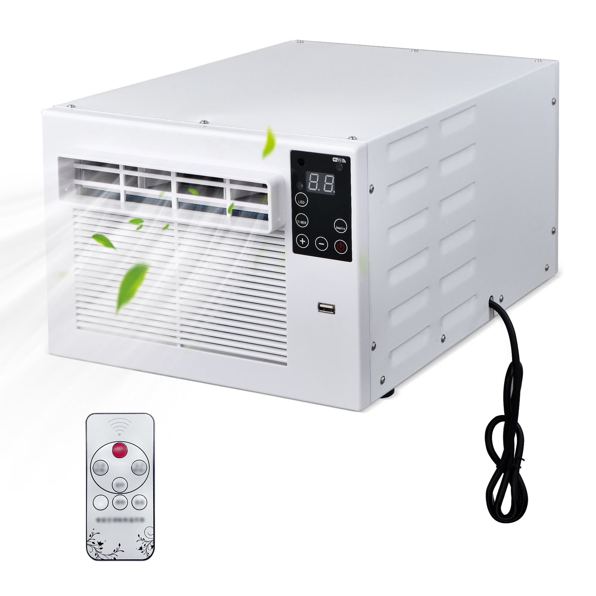 Phivve D4225B-YT 2500 BTU DOE 110-Volt Vented Small Room Portable Air Conditioner Remote Included