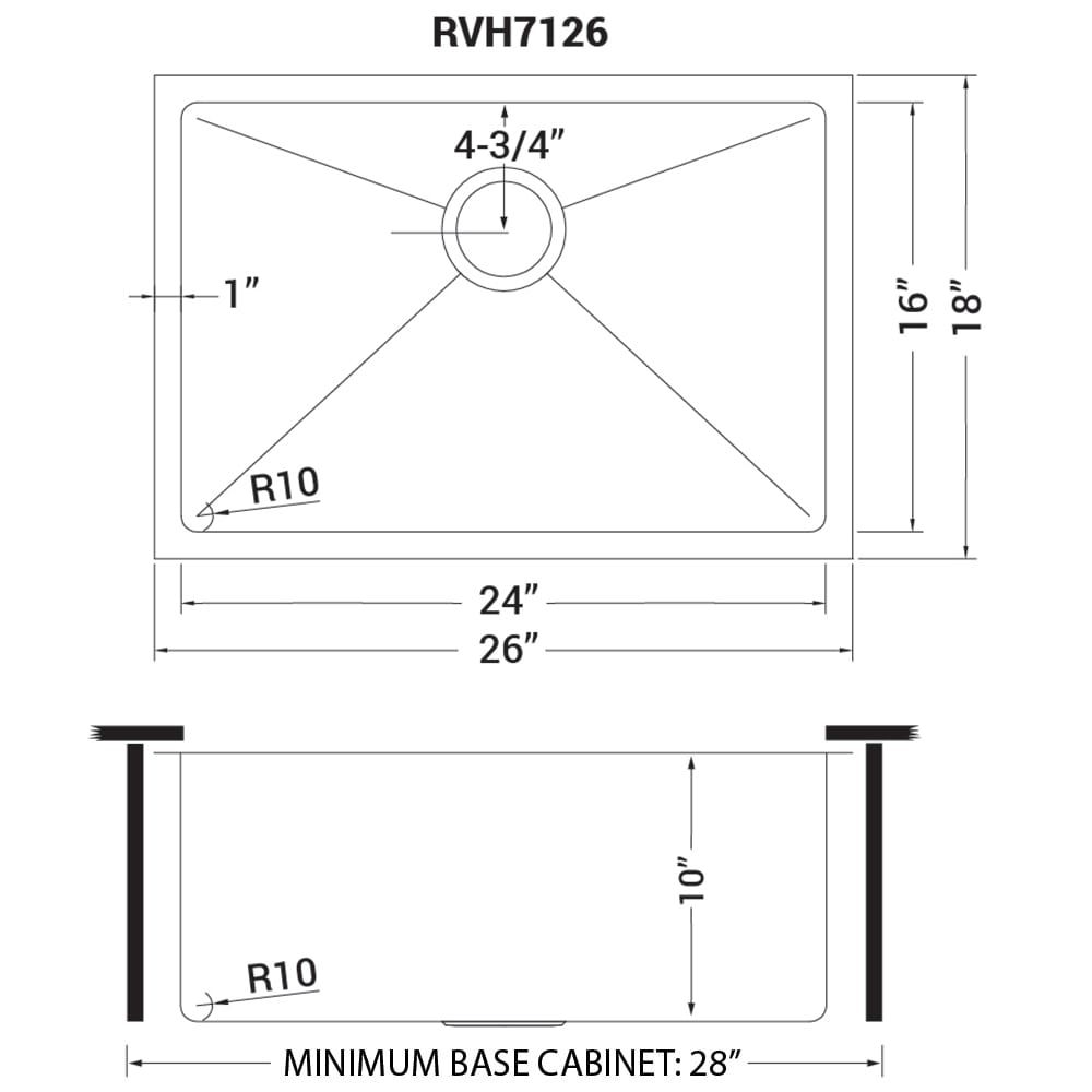 Ruvati Gravena Undermount 26-in x 18-in Stainless Steel Single Bowl ...