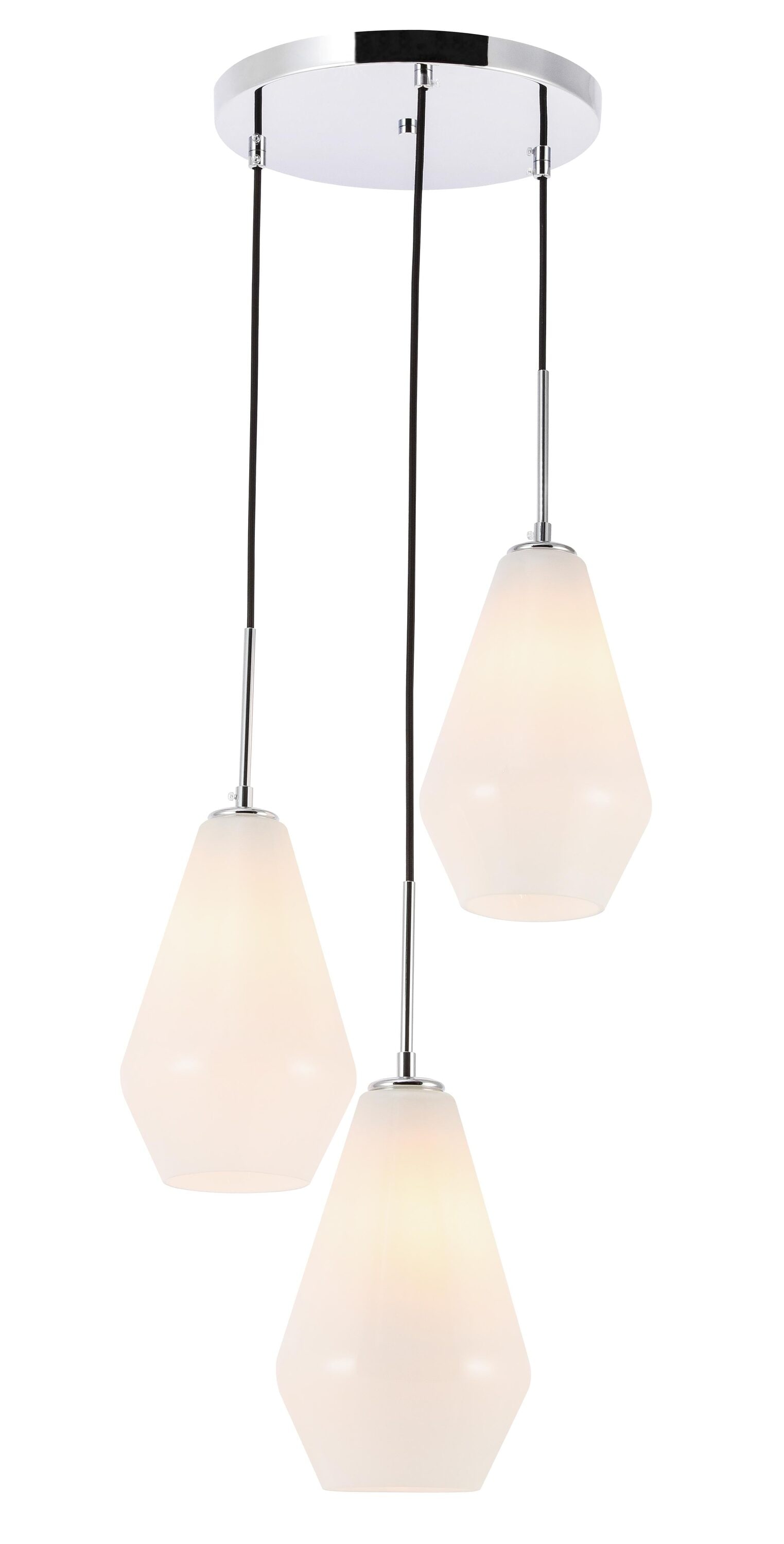 Elegant Decor - Home Furnishing 3 -Light Chrome Industrial Frosted glass Cylinder Medium Hanging ...