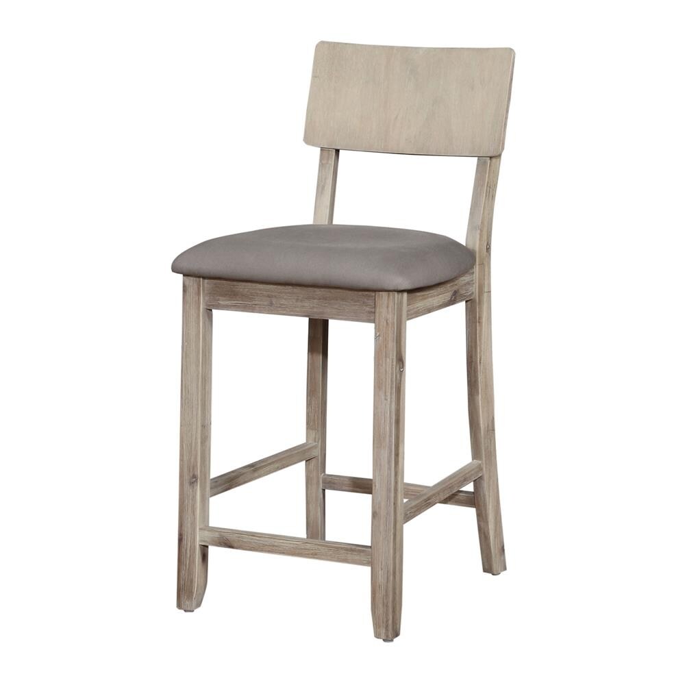 Linon Jordan Gray 24 In H Counter Height Upholstered Wood Bar Stool   10474321 