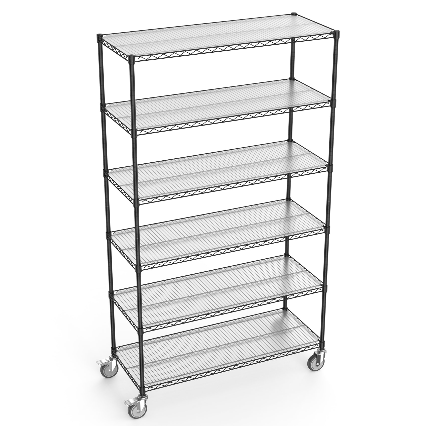 Kahomvis LIKE-QPS4-260 Steel Heavy Duty 6 -Tier Utility shelving unit ( 48-in W x 20-in D x 84.5-in H ) ( Black , ( 350-lb lbs. Capacity Per Shelf )